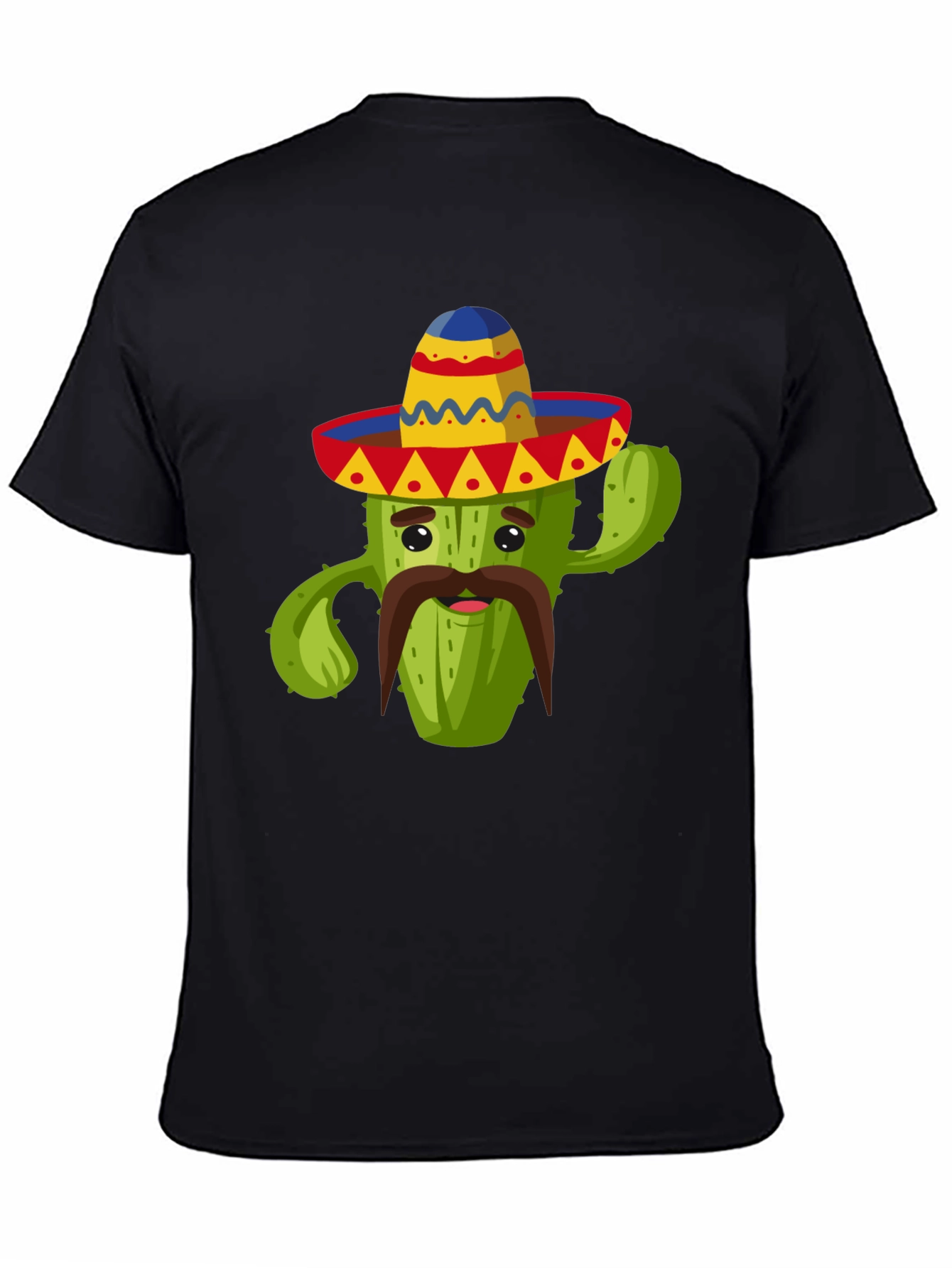 Camiseta Negra con Diseño de Cactus Mexicano