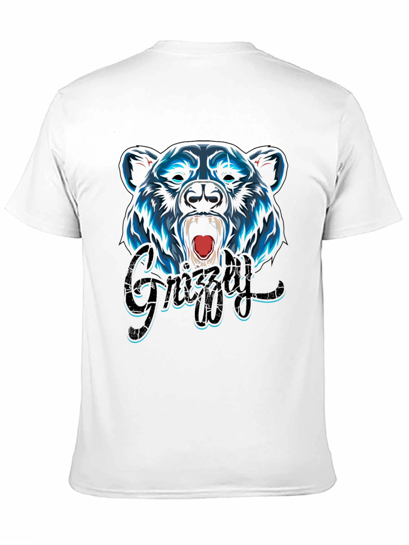 Camiseta Negra Hombre Diseño Oso Grizzly