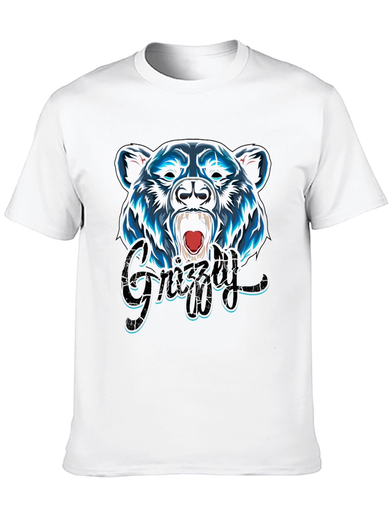Camiseta Negra Hombre Diseño Oso Grizzly