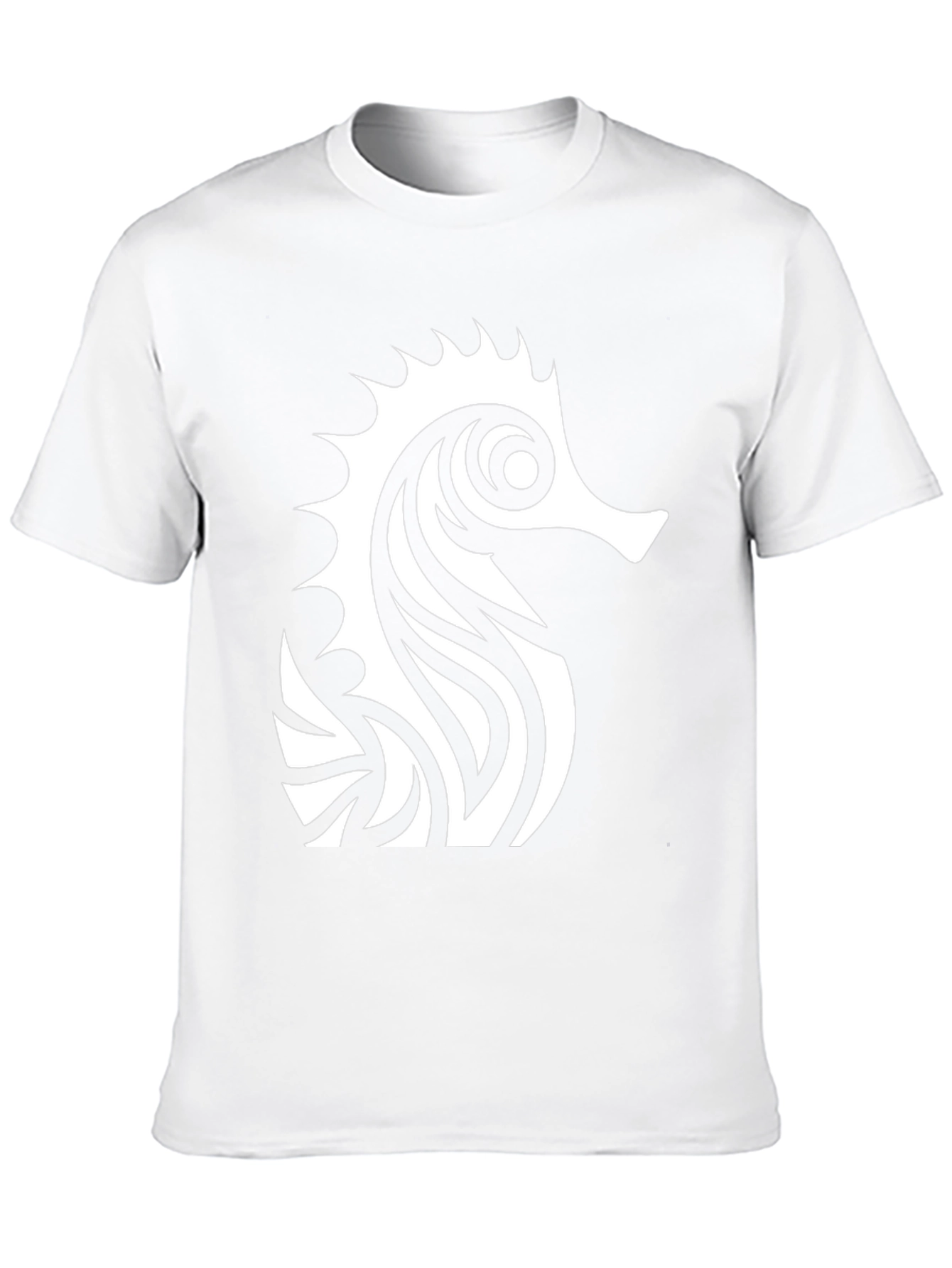 Camiseta Negra con Diseño de Caballito de Mar Tribal