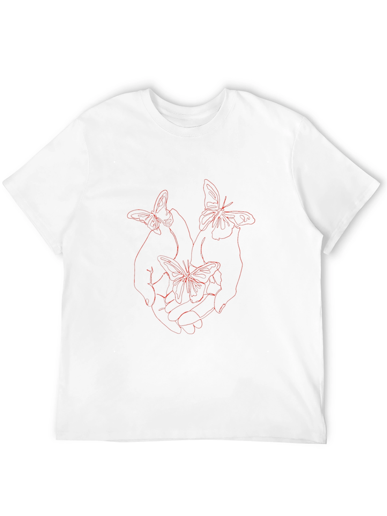 Camiseta Negra con Diseño de Mariposas Rojas