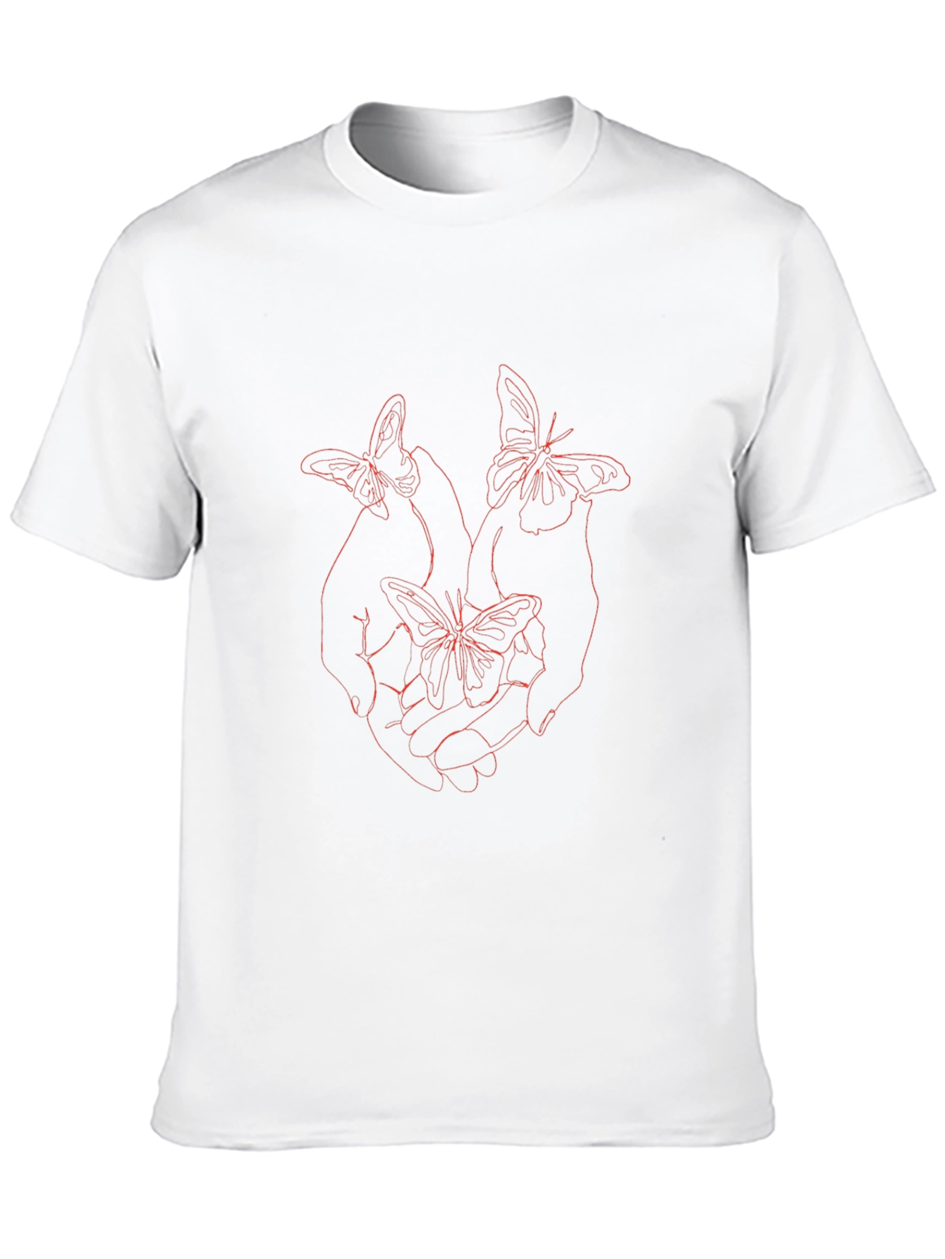 Camiseta Negra con Diseño de Mariposas Rojas