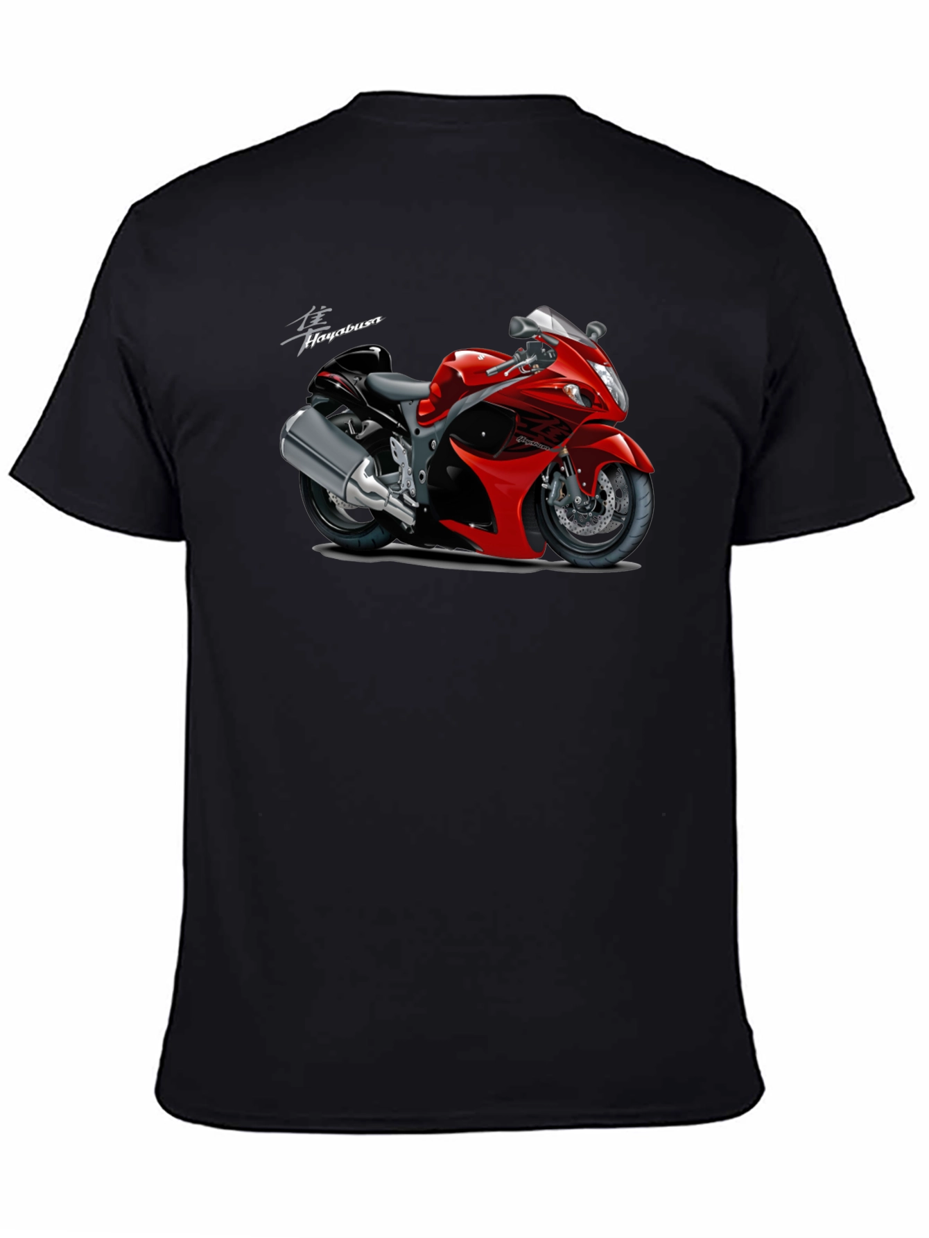 Camiseta Negra con Diseño de Motocicleta Hayabusa