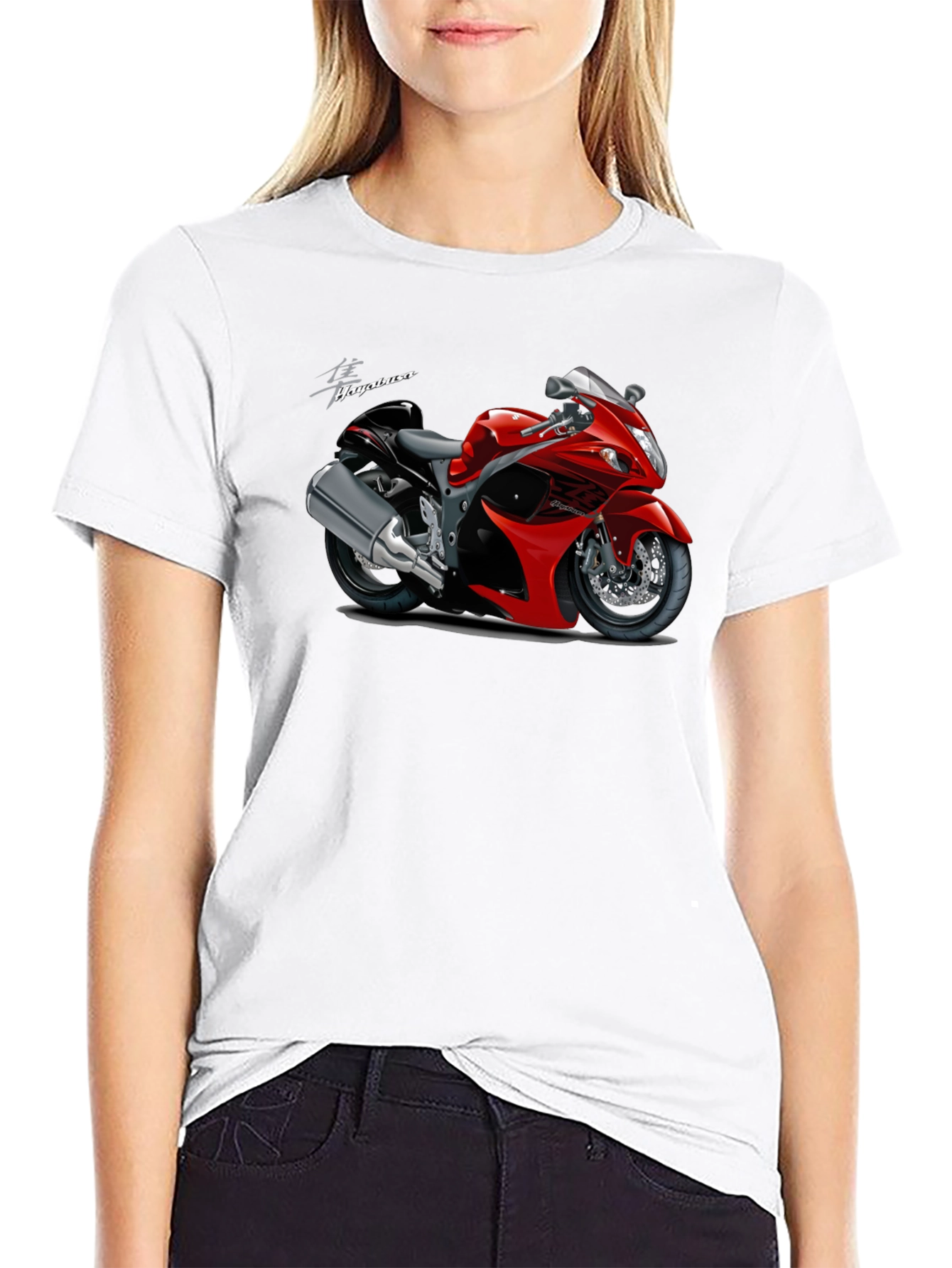 Camiseta Negra con Diseño de Motocicleta Hayabusa