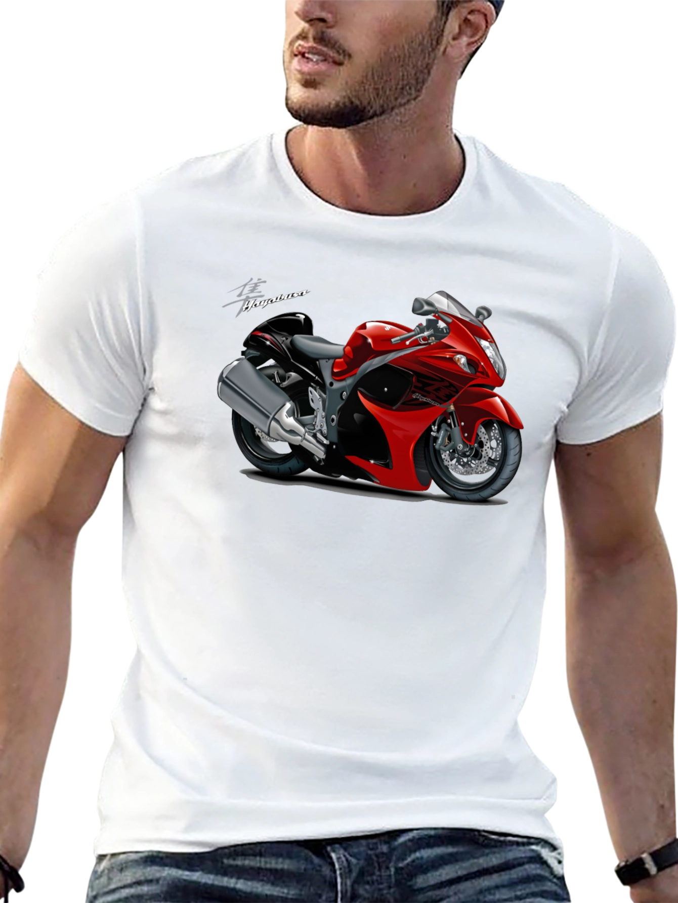 Camiseta Negra con Diseño de Motocicleta Hayabusa