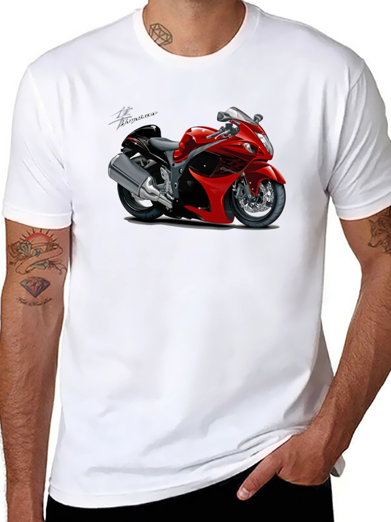 Camiseta Negra con Diseño de Motocicleta Hayabusa