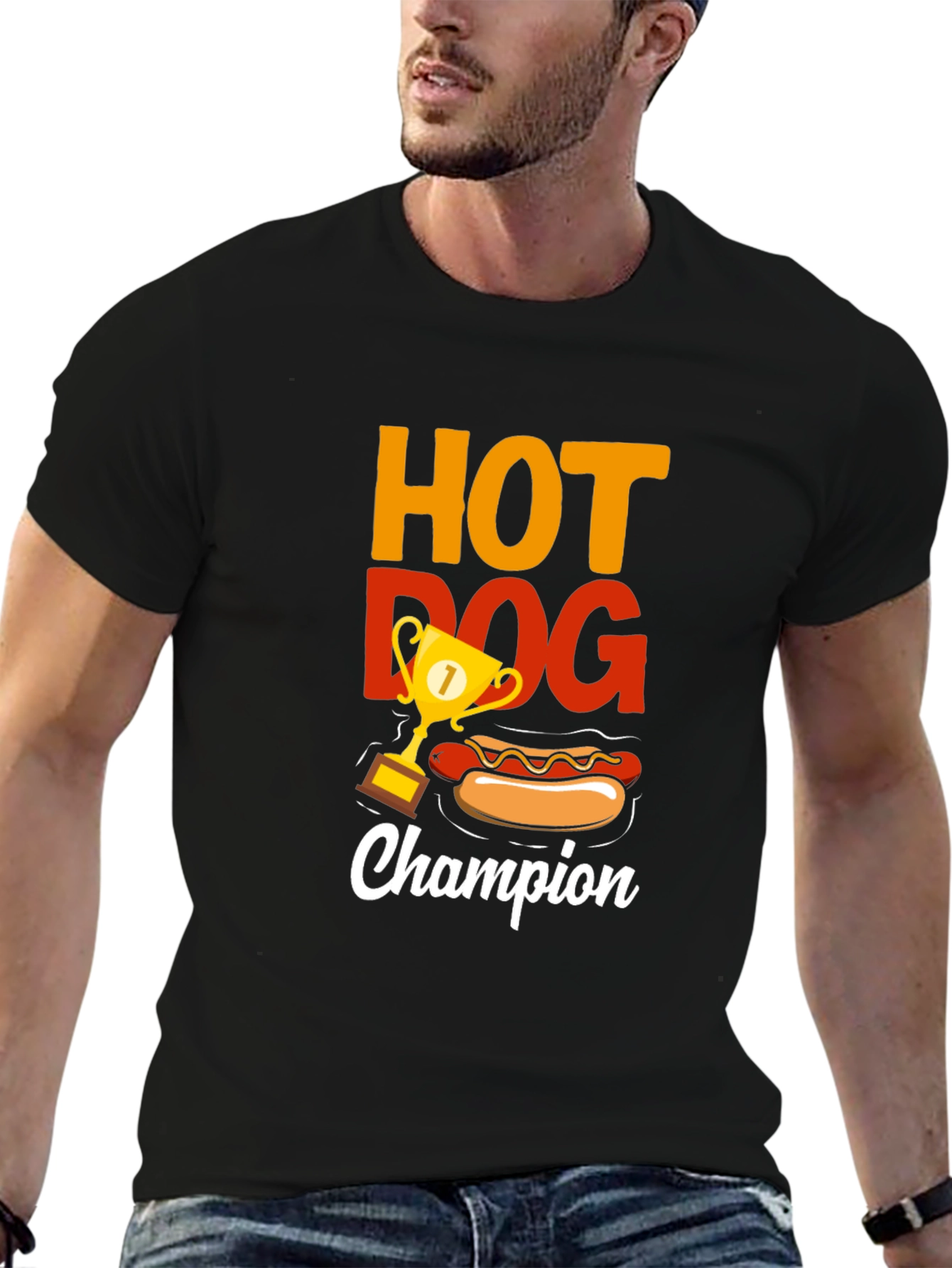 Camiseta Negra Campeón Hot Dog