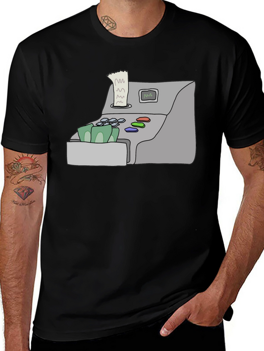 Camiseta Negra con Diseño de Caja Registradora