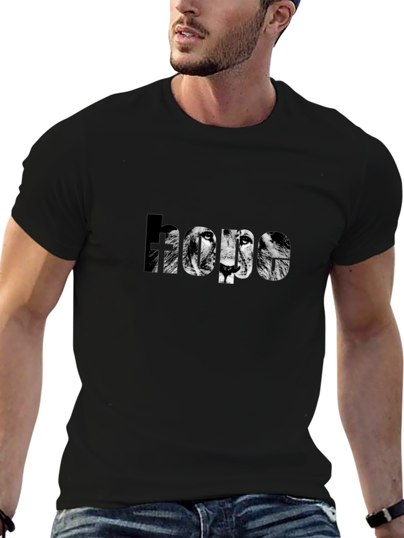 Camiseta Negra Esperanza con Diseño de León