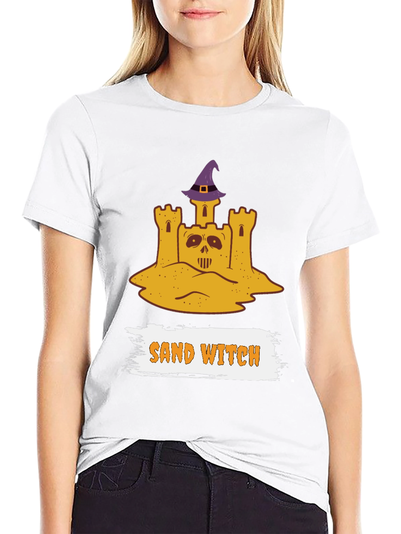 Camiseta Halloween Castillo de Arena Bruja - Diseño Divertido
