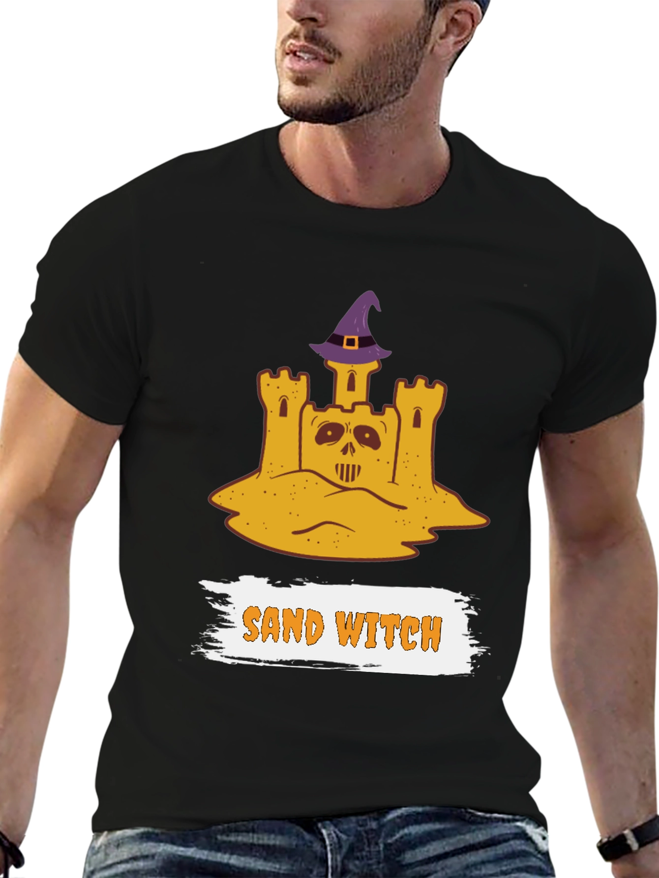 Camiseta Halloween Castillo de Arena Bruja - Diseño Divertido