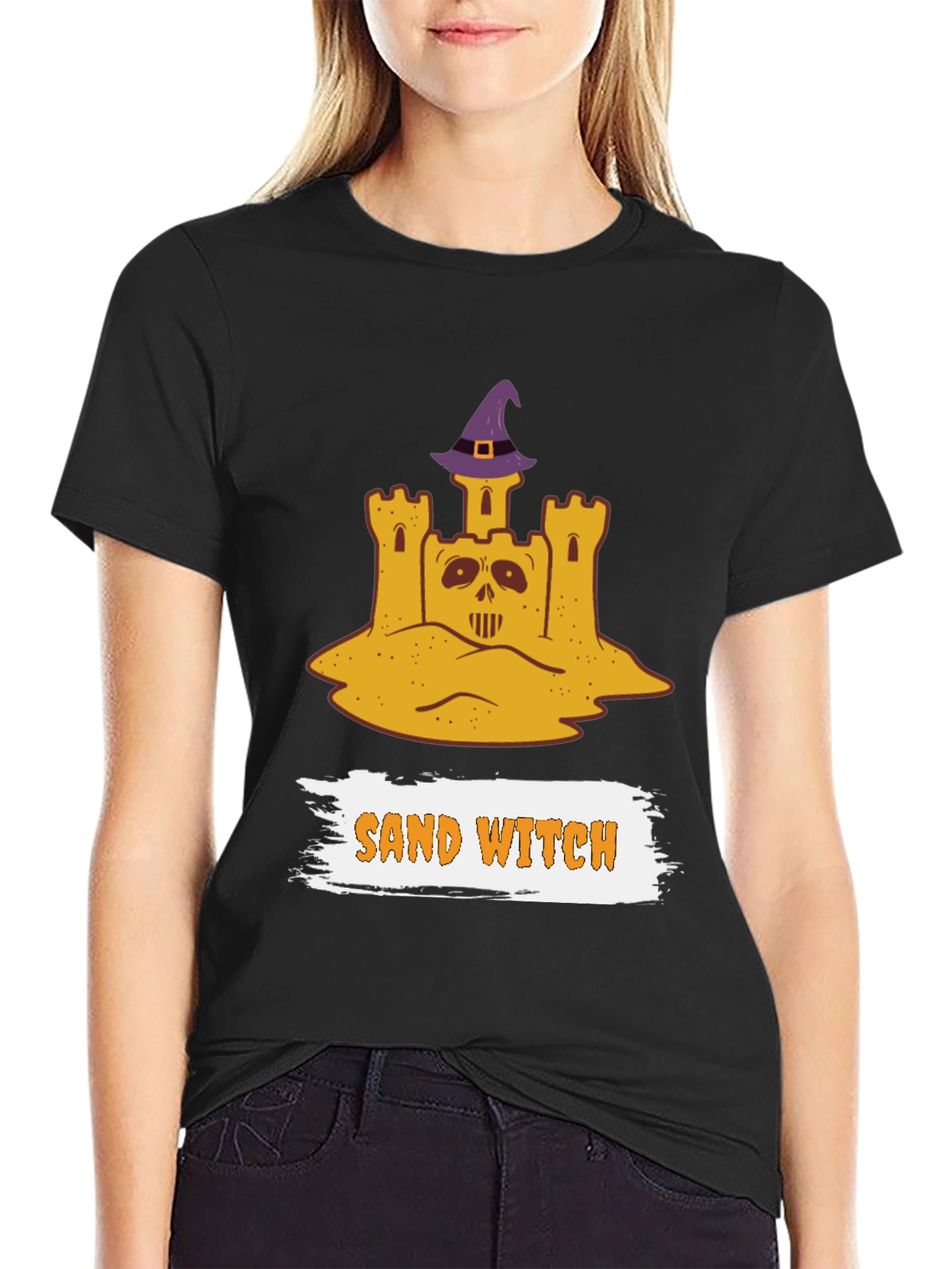 Camiseta Halloween Castillo de Arena Bruja - Diseño Divertido