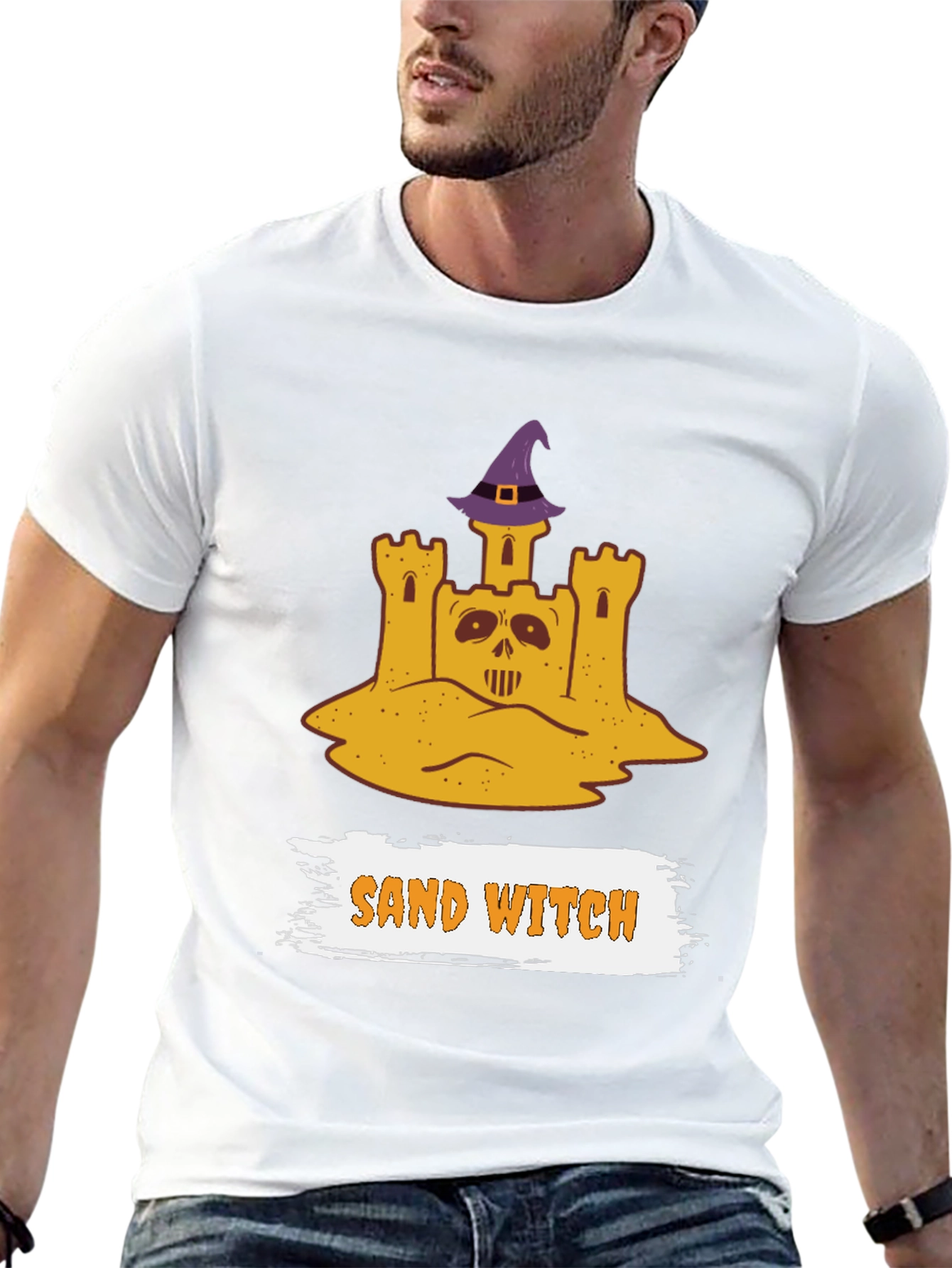 Camiseta Halloween Castillo de Arena Bruja - Diseño Divertido