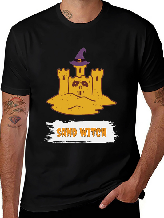 Camiseta Halloween Castillo de Arena Bruja - Diseño Divertido