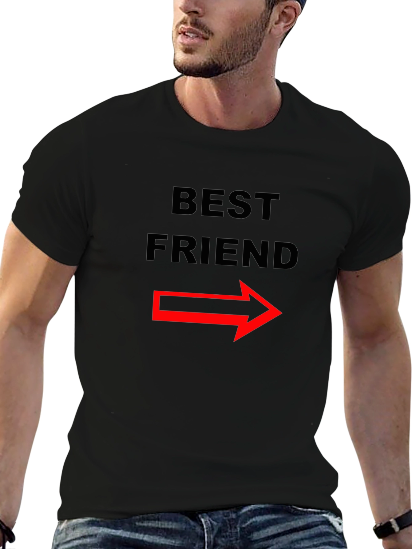 Camiseta Negra Best Friend con Flecha Roja