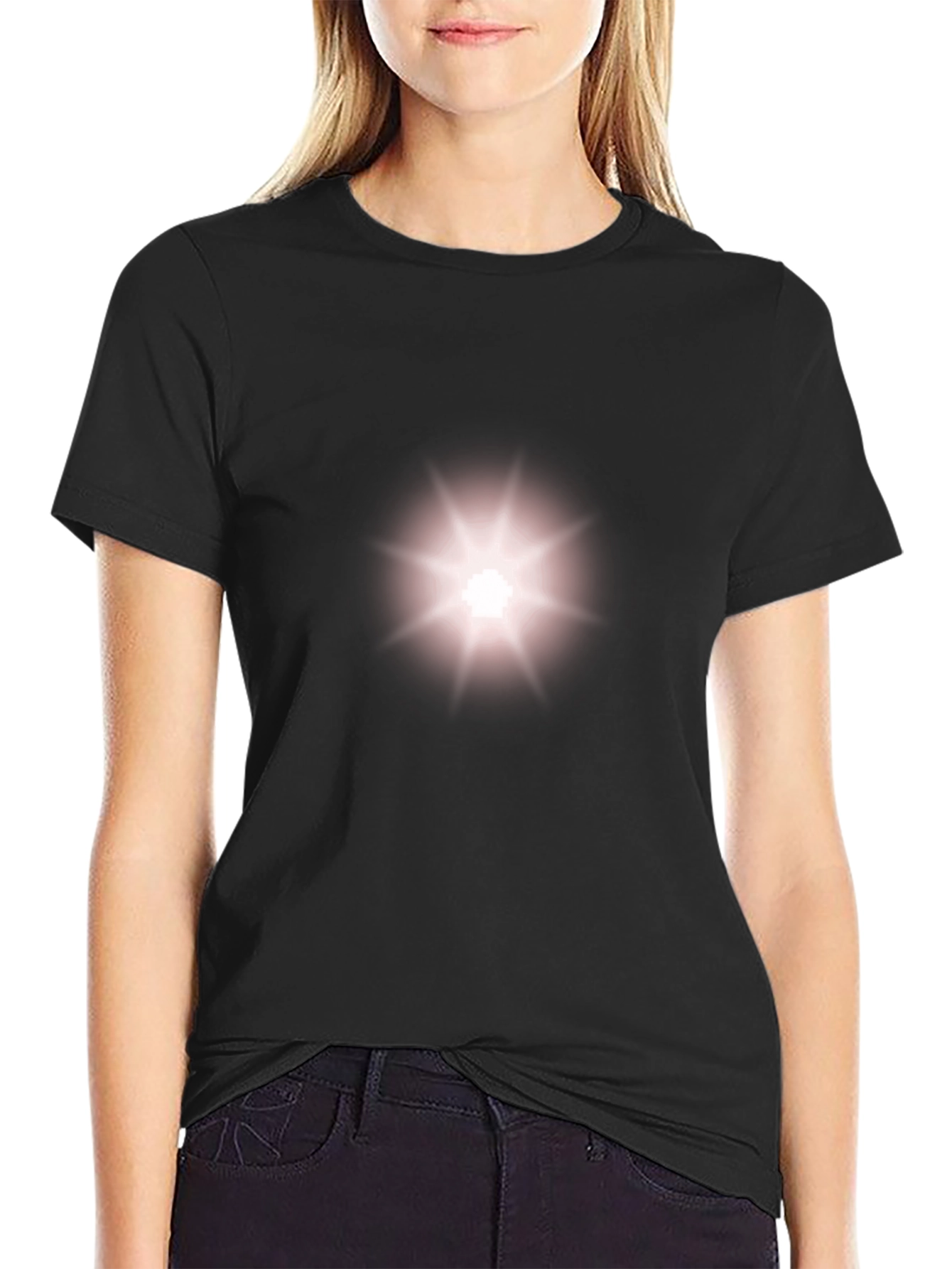 Camiseta Negra con Diseño de Estrella Brillante