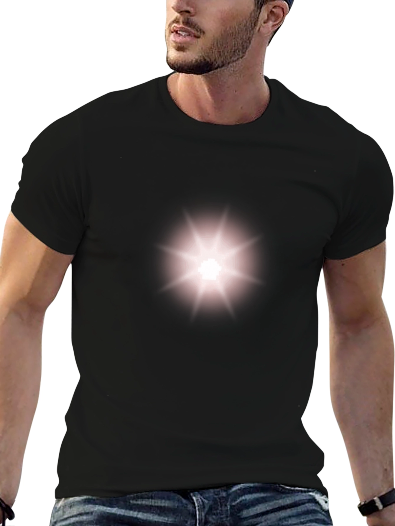 Camiseta Negra con Diseño de Estrella Brillante