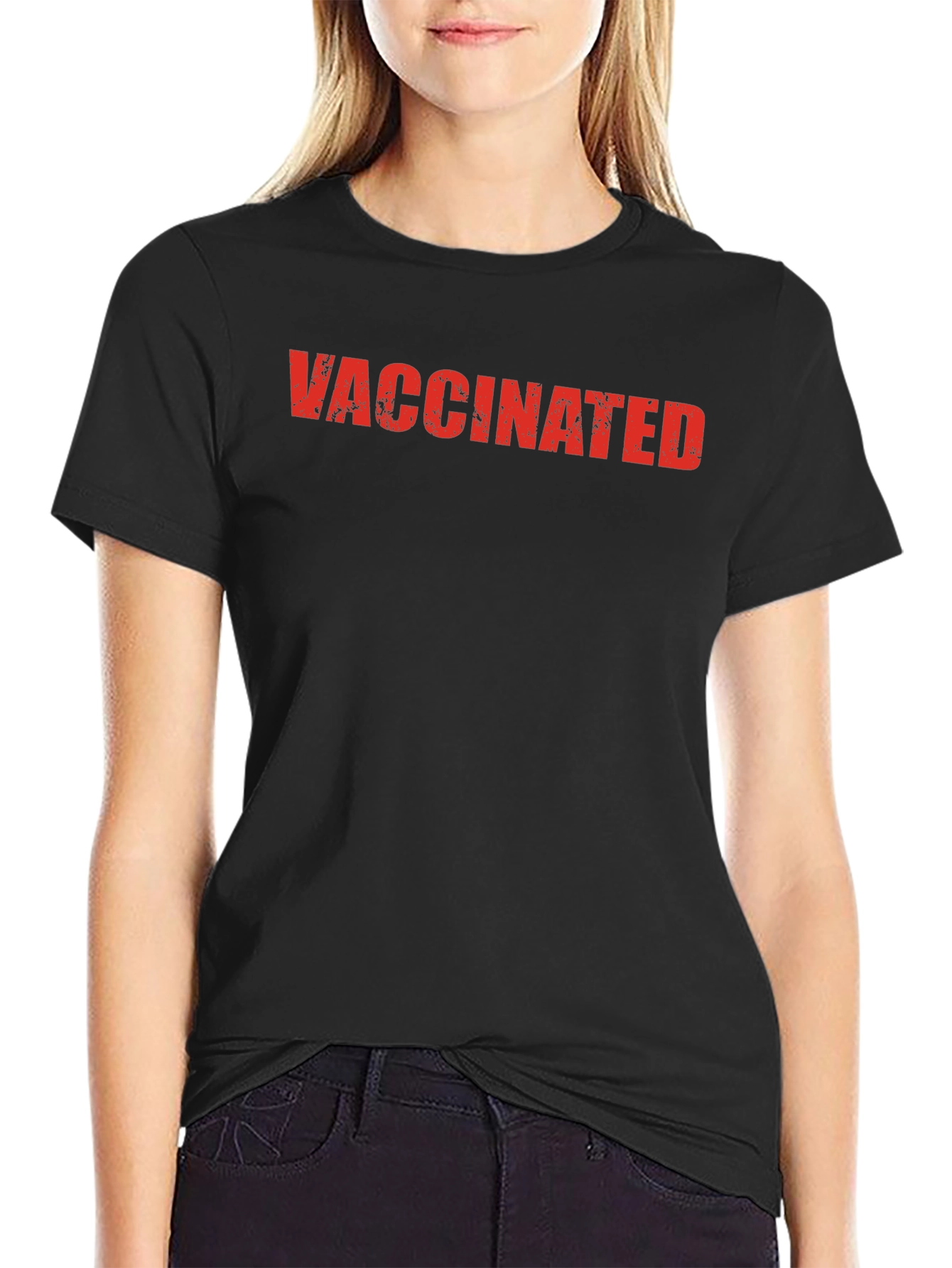 Camiseta Negra Vacunado - Estilo Casual y Protección