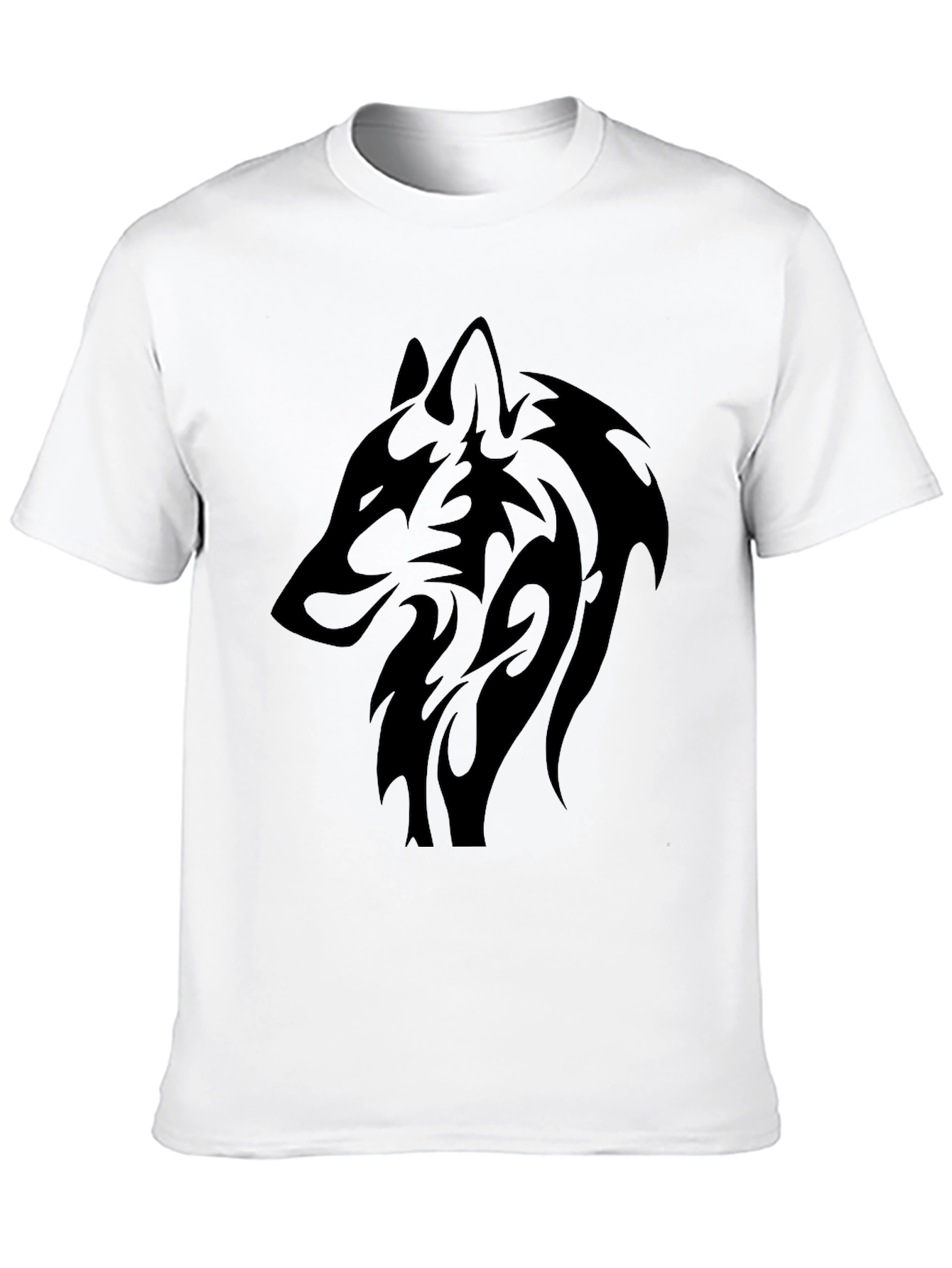 Camiseta Negra Hombre Lobo Tribal