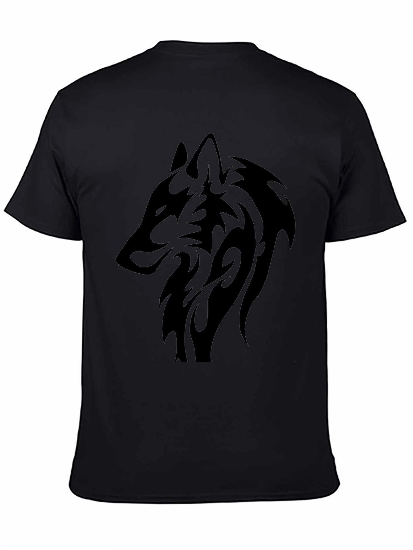Camiseta Negra Hombre Lobo Tribal