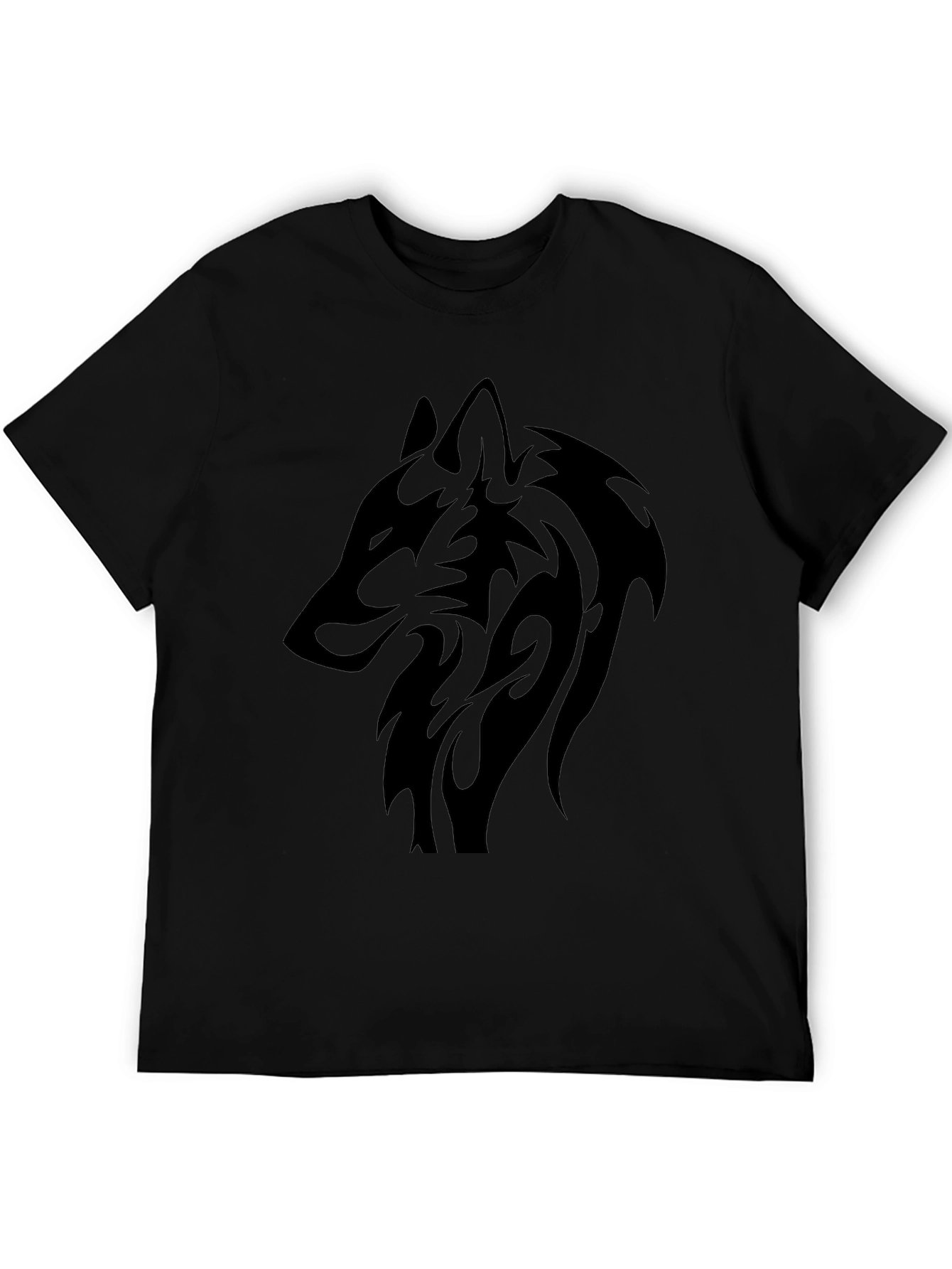 Camiseta Negra Hombre Lobo Tribal