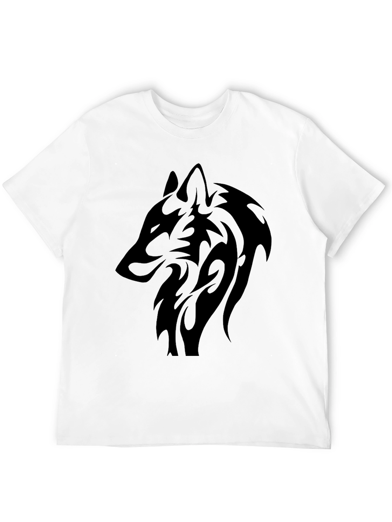 Camiseta Negra Hombre Lobo Tribal