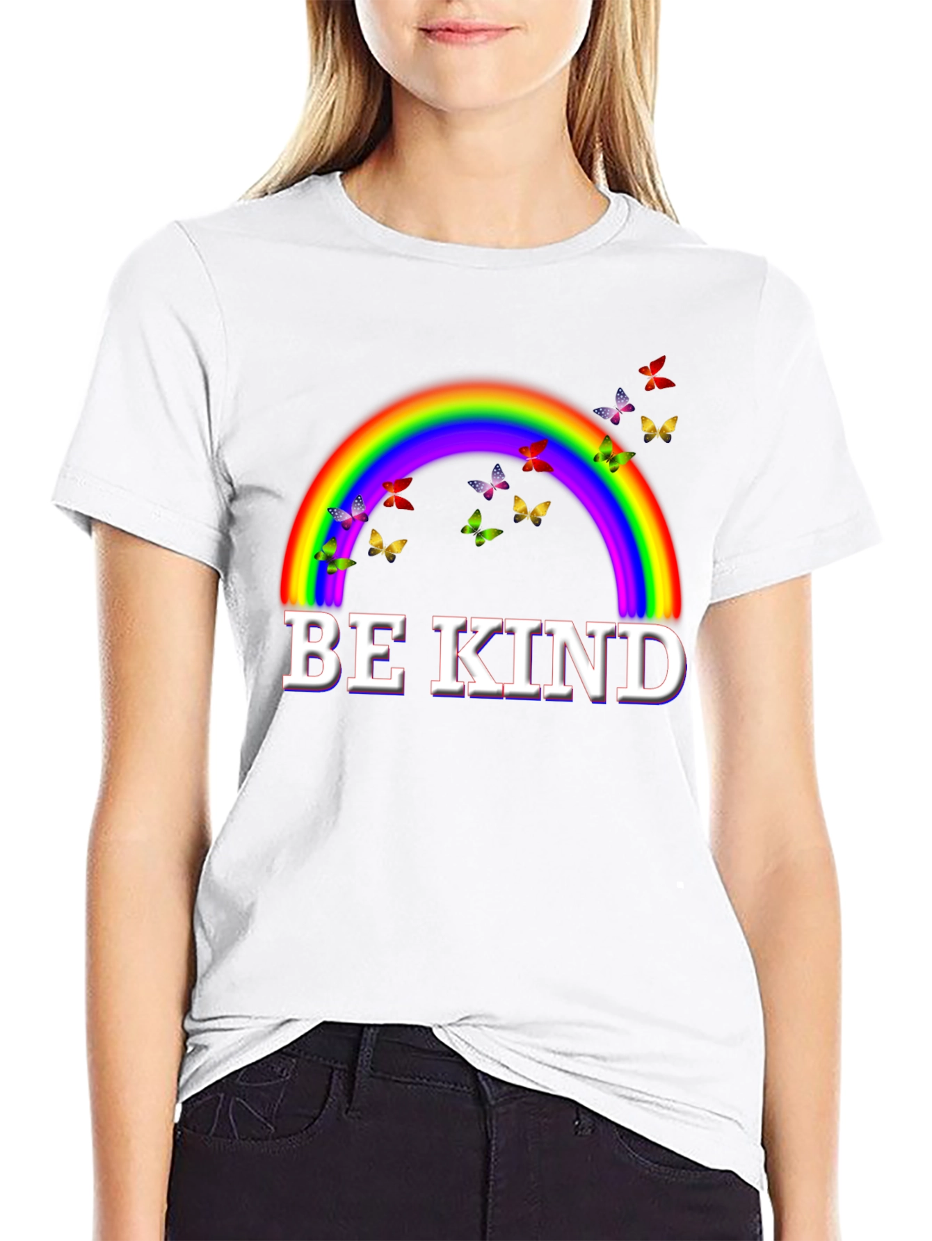 Camiseta Negra Arcoíris Sé Amable