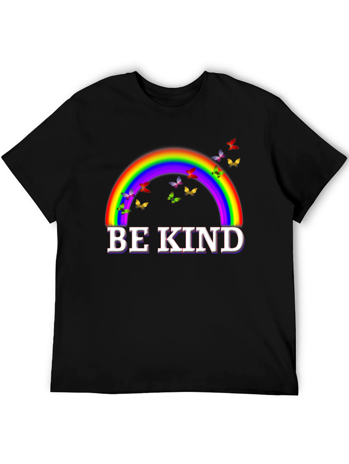 Camiseta Negra Arcoíris Sé Amable