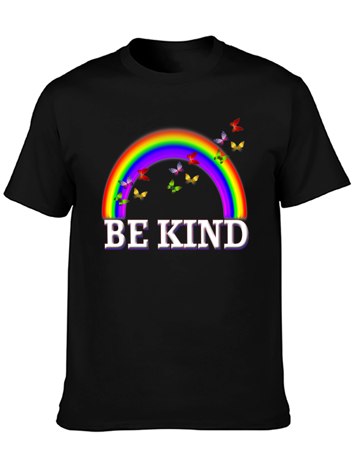 Camiseta Negra Arcoíris Sé Amable
