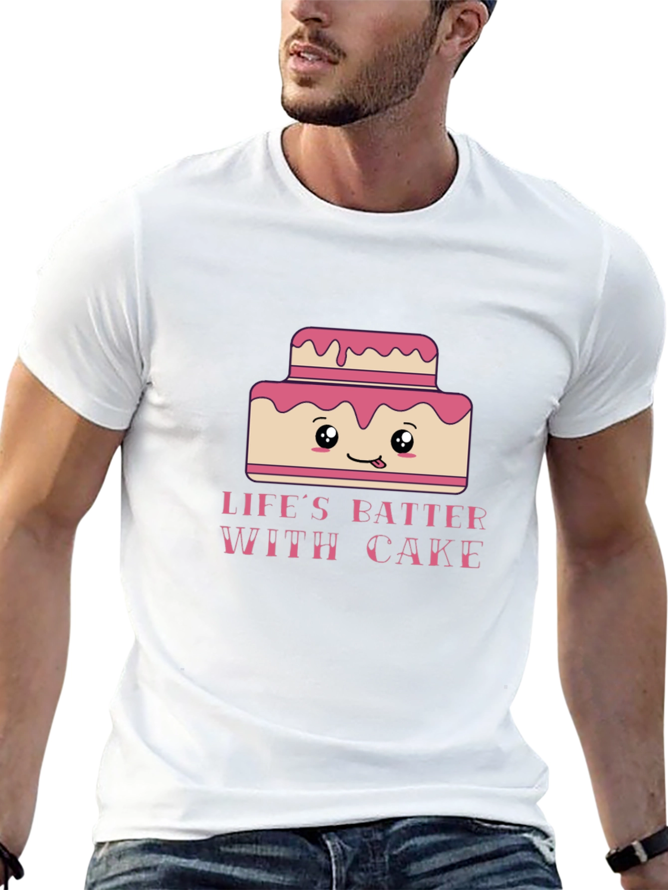 Camiseta Negra Lifes Batter With Cake Kawaii