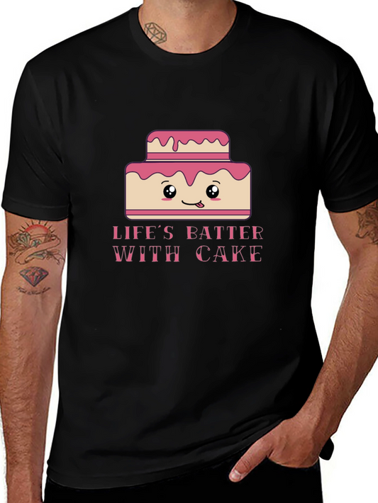 Camiseta Negra Lifes Batter With Cake Kawaii