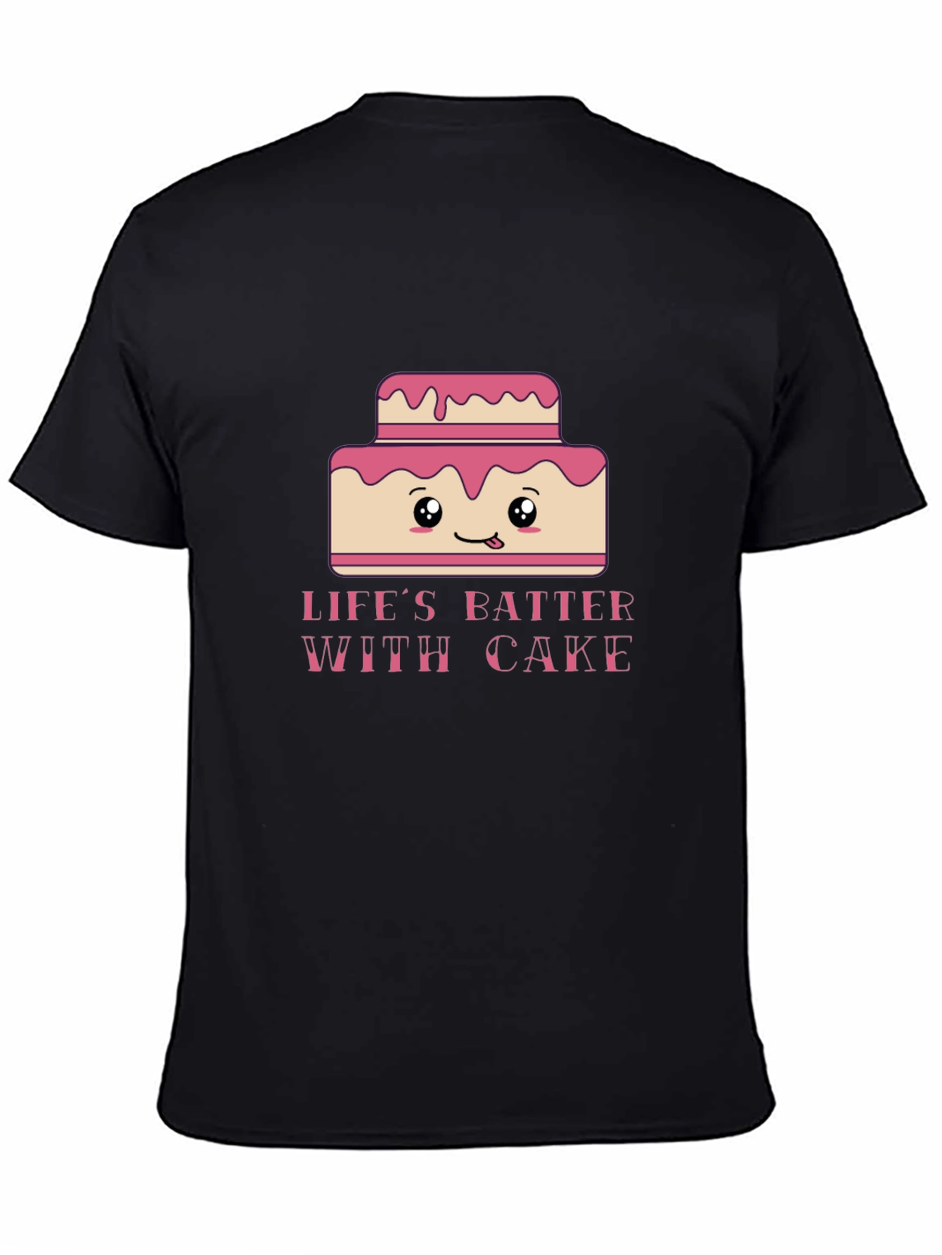 Camiseta Negra Lifes Batter With Cake Kawaii