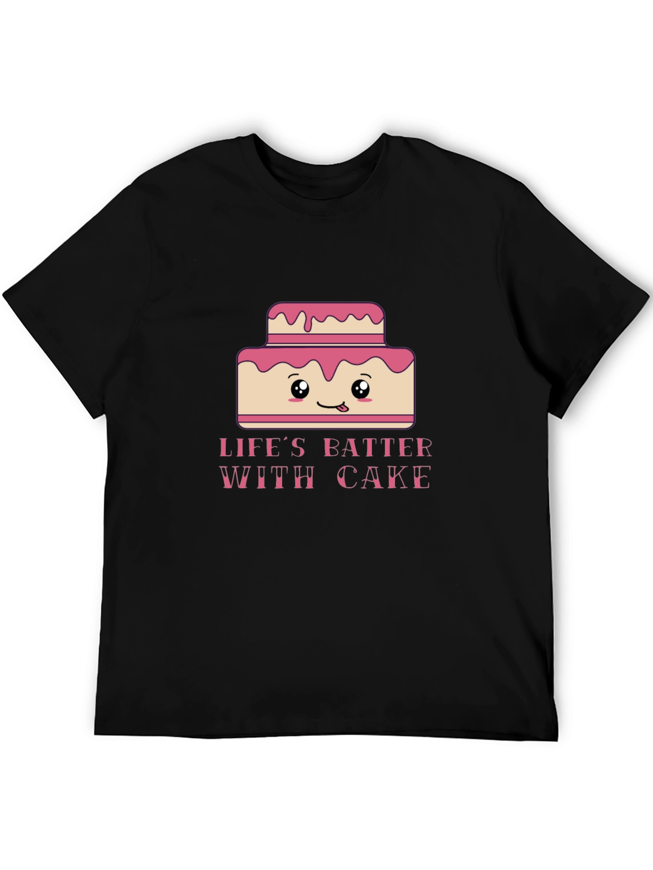 Camiseta Negra Lifes Batter With Cake Kawaii