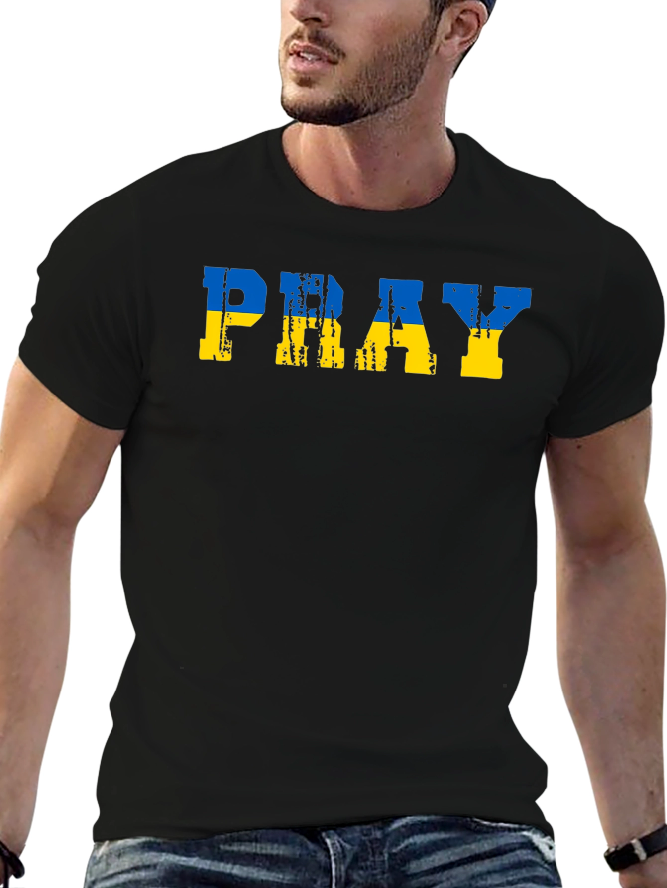 Camiseta Negra Pray for Ukraine
