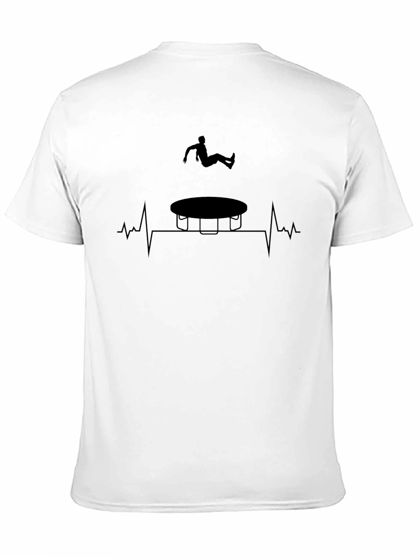 Camiseta Negra: Trampolín y Ritmo Cardíaco