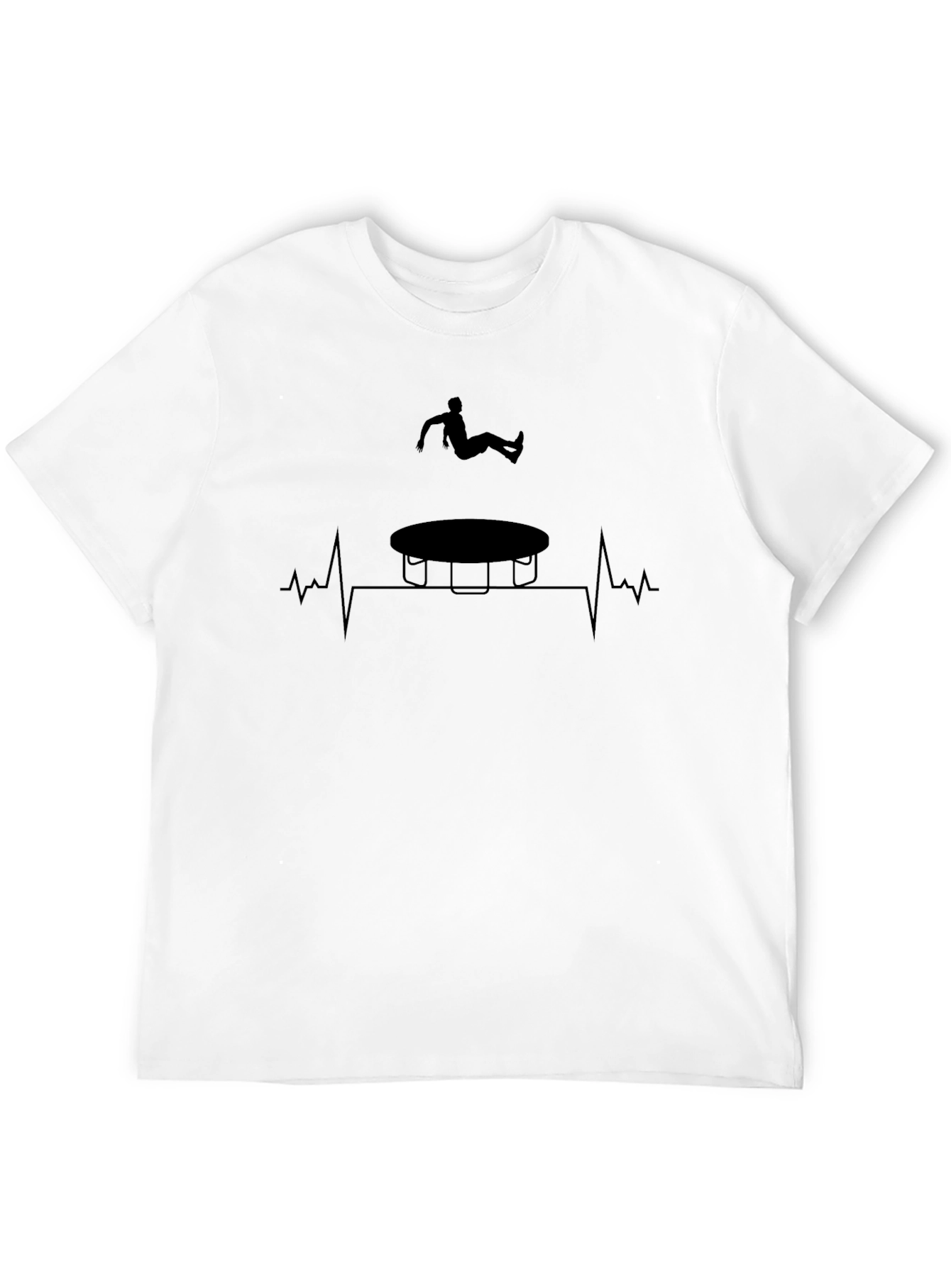 Camiseta Negra: Trampolín y Ritmo Cardíaco