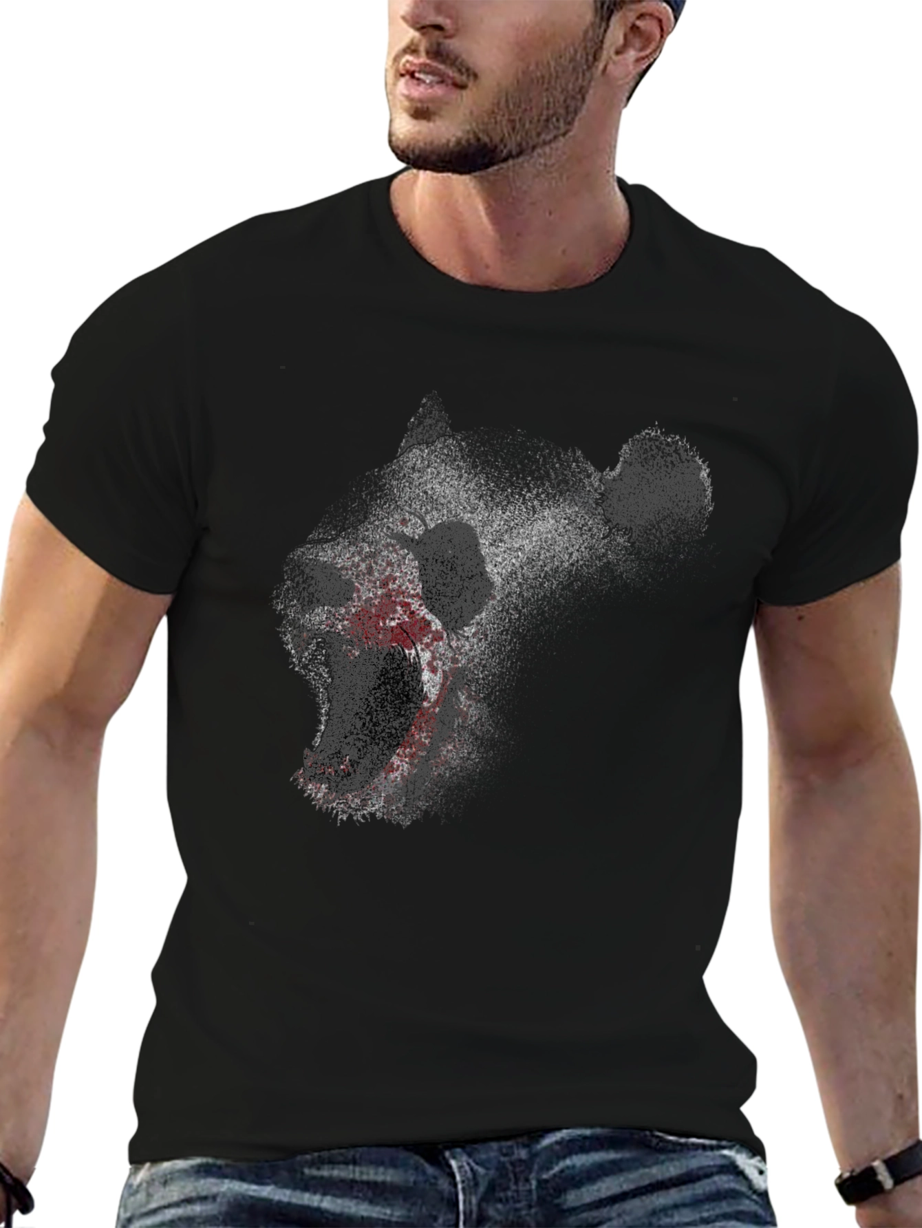 Camiseta Negra con Diseño de Oso