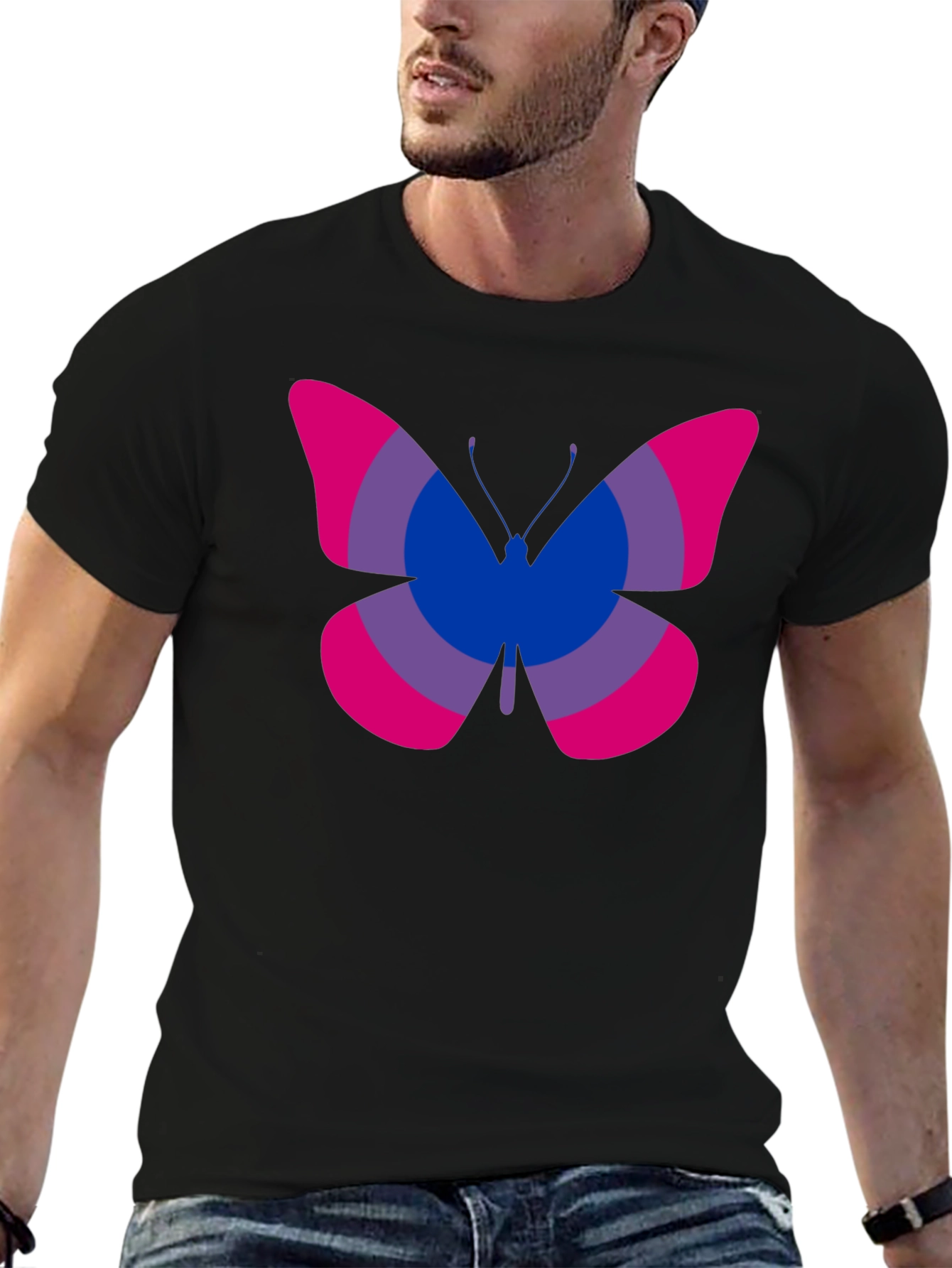 Camiseta Negra con Mariposa Bisexual