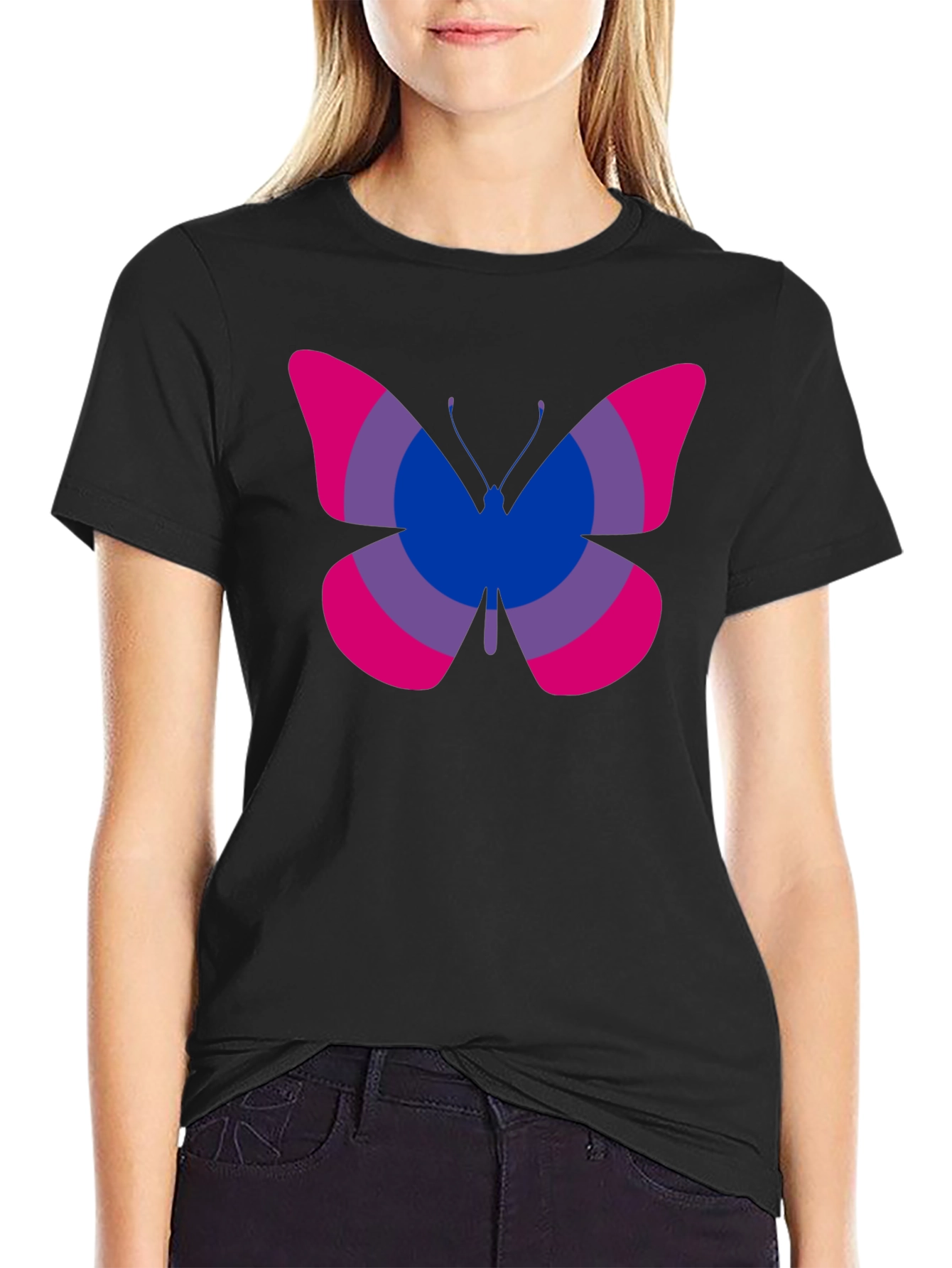 Camiseta Negra con Mariposa Bisexual