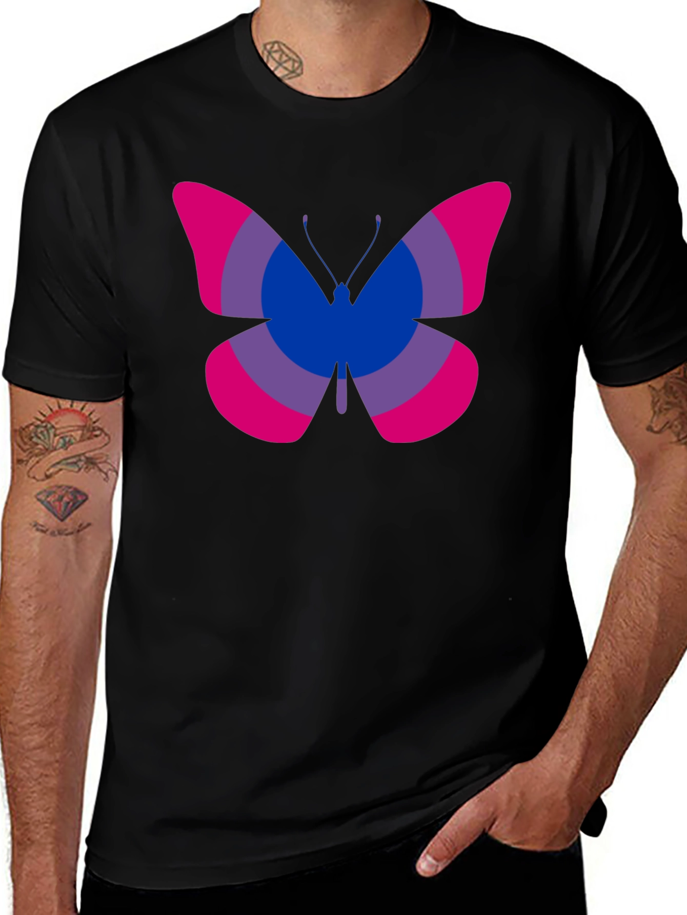 Camiseta Negra con Mariposa Bisexual