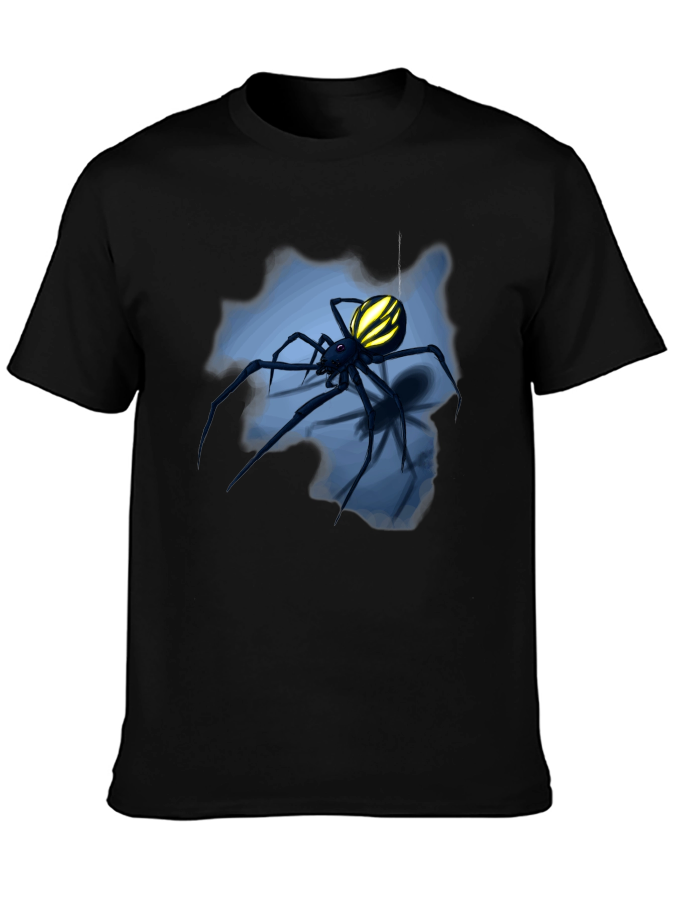 Camiseta Negra con Diseño de Araña Amarilla