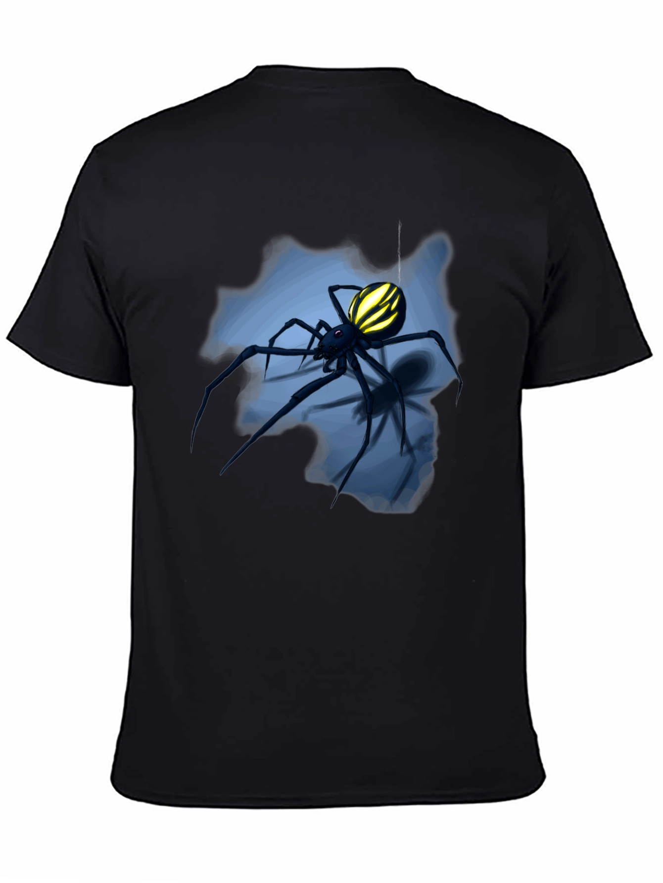 Camiseta Negra con Diseño de Araña Amarilla