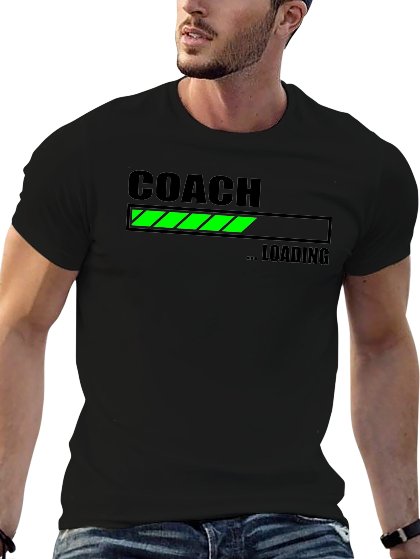 Camiseta Negra Coach Cargando para Entrenadores