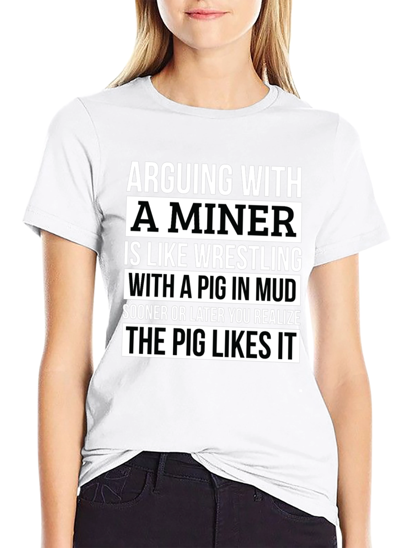Camiseta Negra: Discutir con un Minero