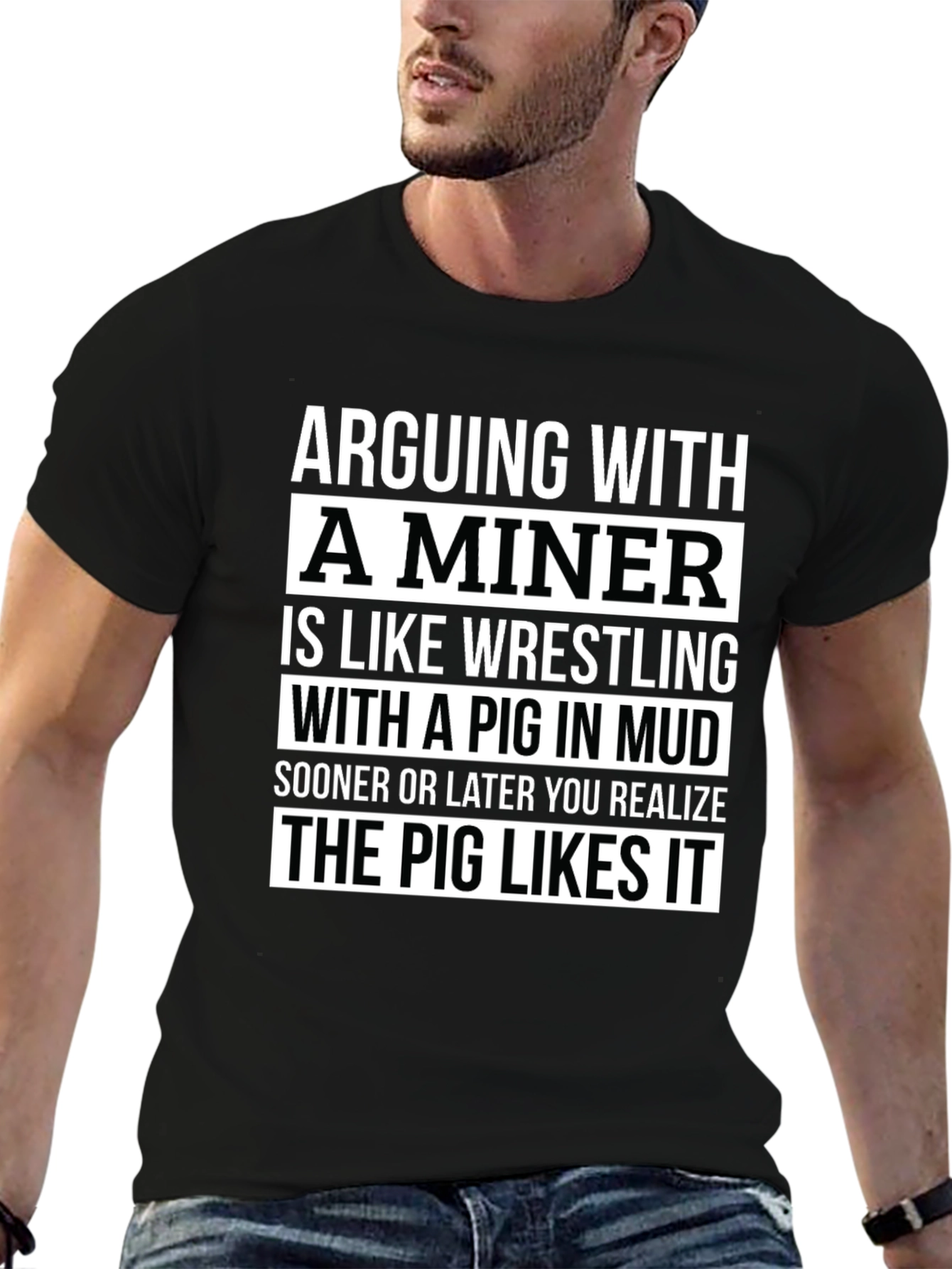 Camiseta Negra: Discutir con un Minero