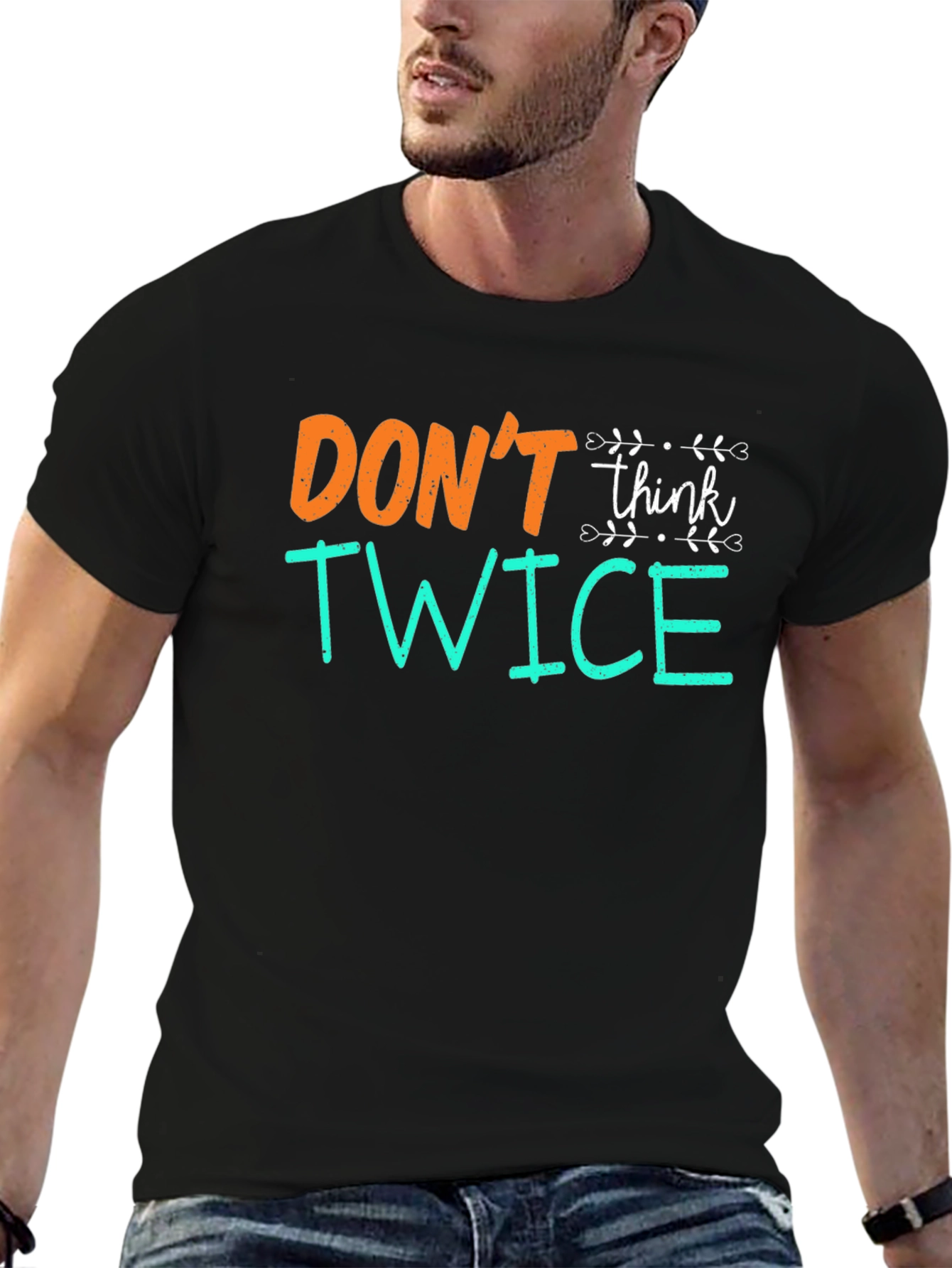 Camiseta Negra con Diseño No Pienses Dos Veces