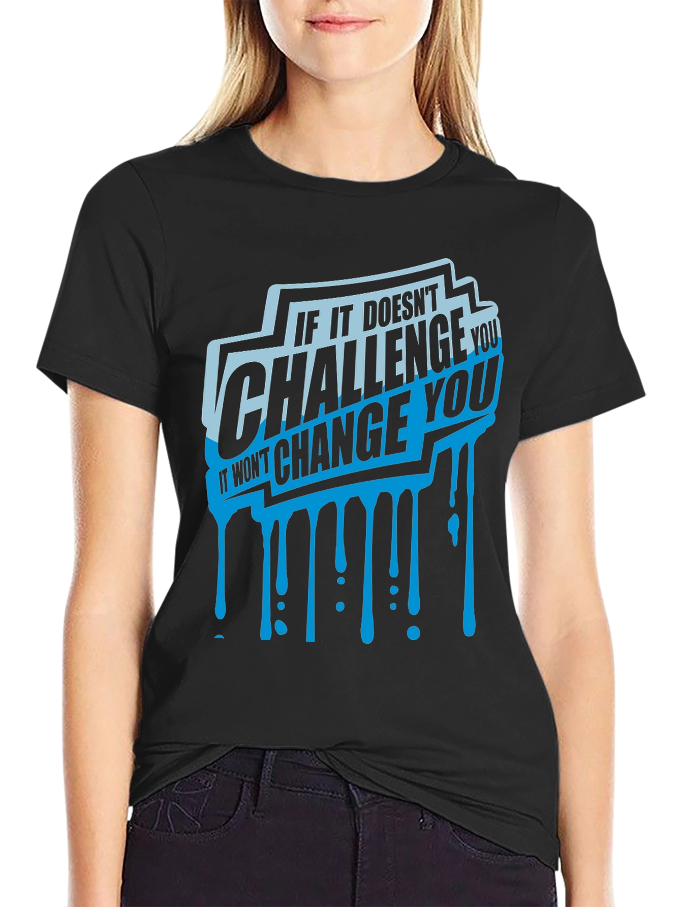 Camiseta Negra con Diseño Motivacional Challenge You