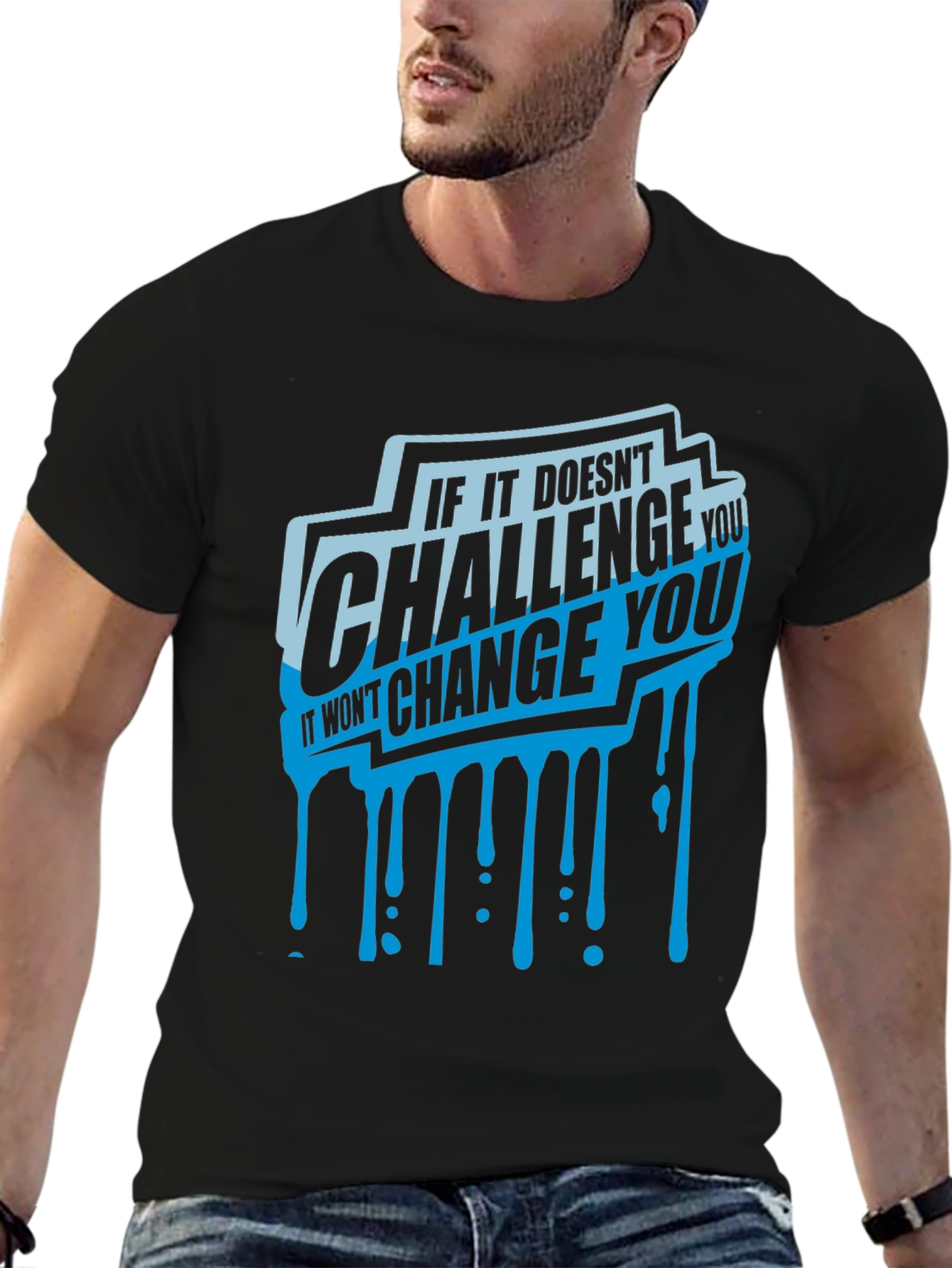 Camiseta Negra con Diseño Motivacional Challenge You