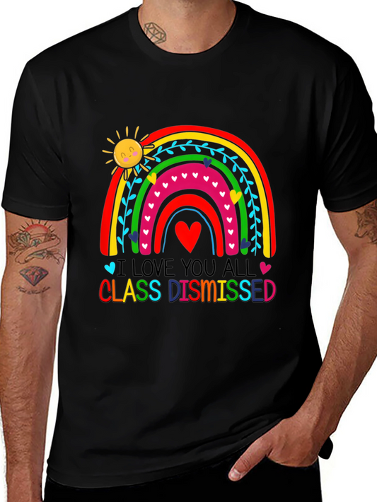 Camiseta Negra con Arco Iris y Sol para Profesores