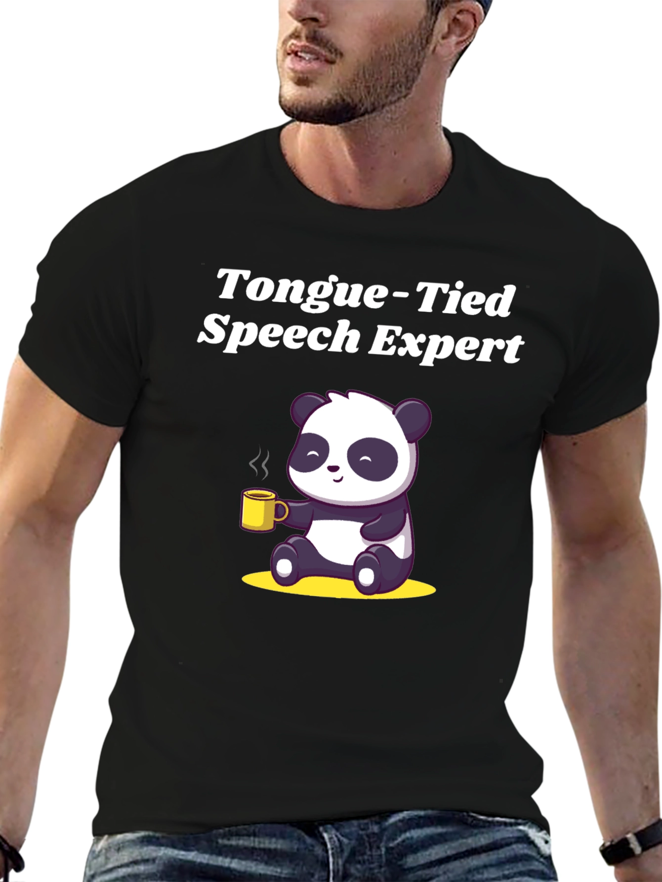 Camiseta Negra Panda Experto en Lenguaje Atado